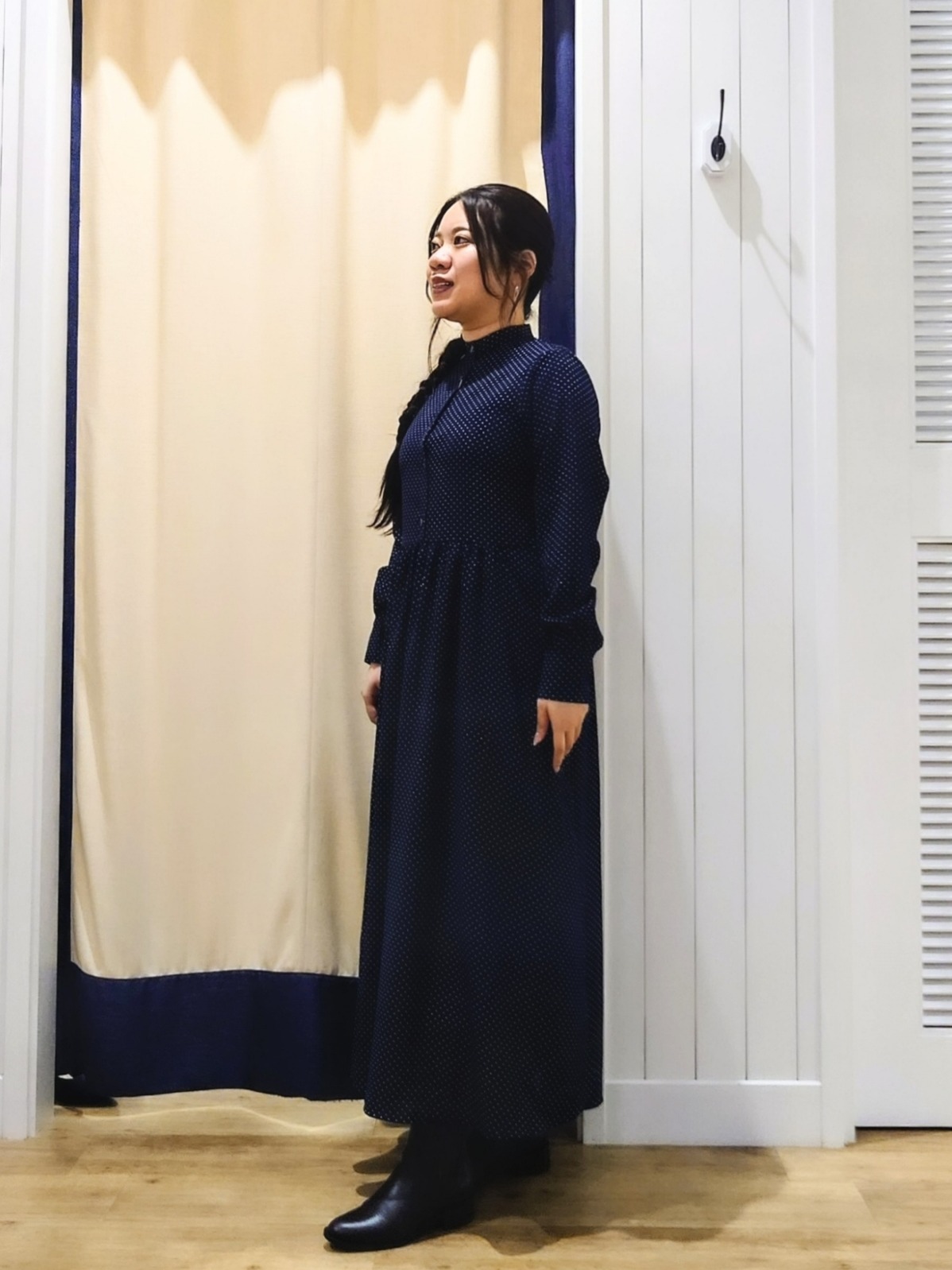Haraさんの「Dessin｜【手洗い可】ドットプリントワンピース」を使ったコーディネート