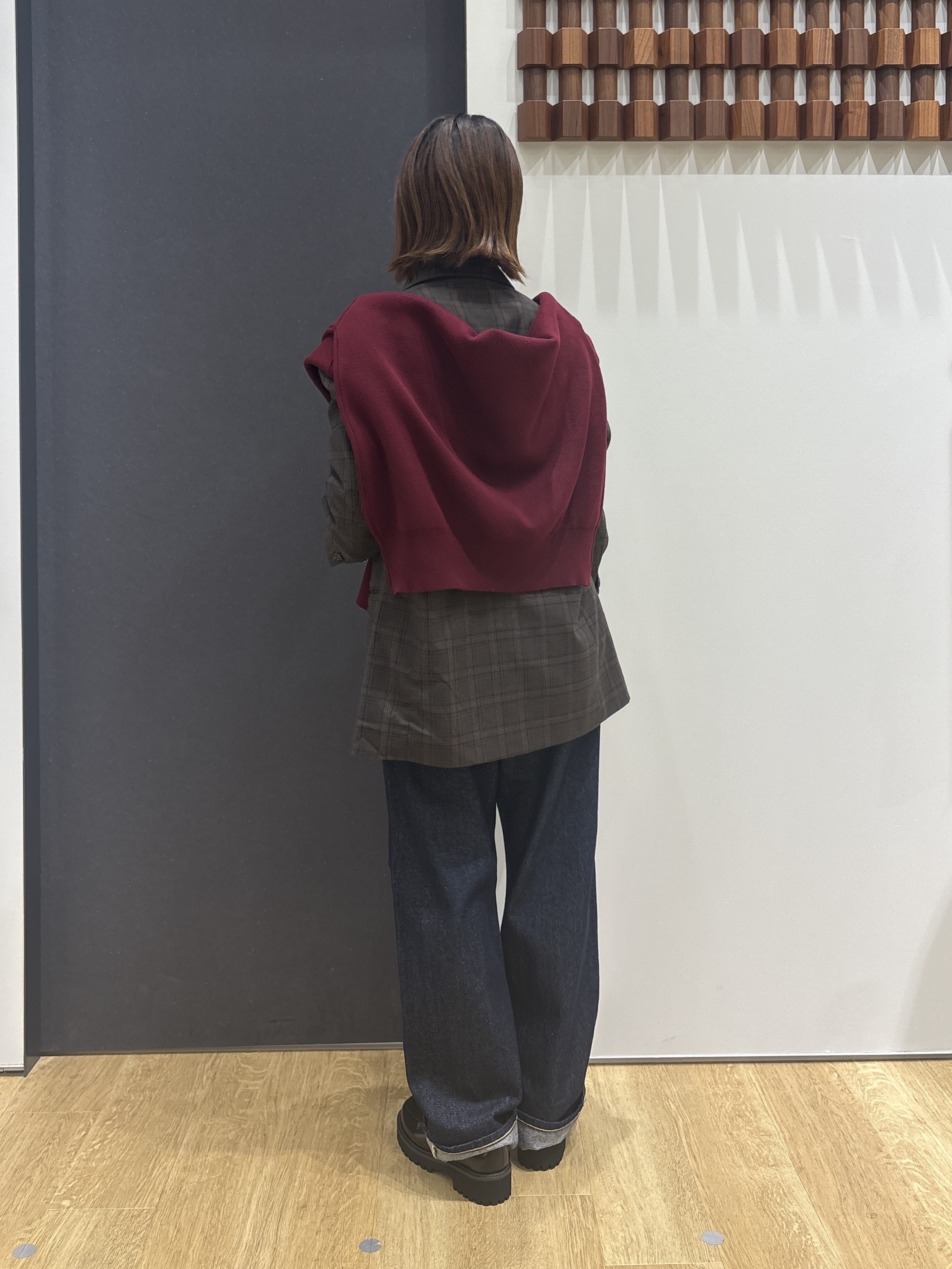 risaさんの「Dessin｜【セットアップ可/洗える】先染ウールライクチェック ダブルジャケット」を使ったコーディネート