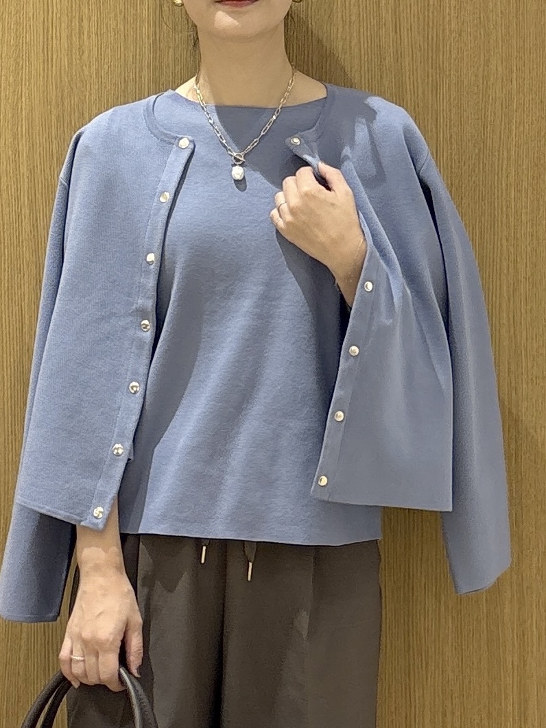 たけねぇさんの「OPAQUE.CLIP｜スナップボタンニットカーディガン【5col／洗濯機OK／UVケア／遮熱性】」を使ったコーディネート