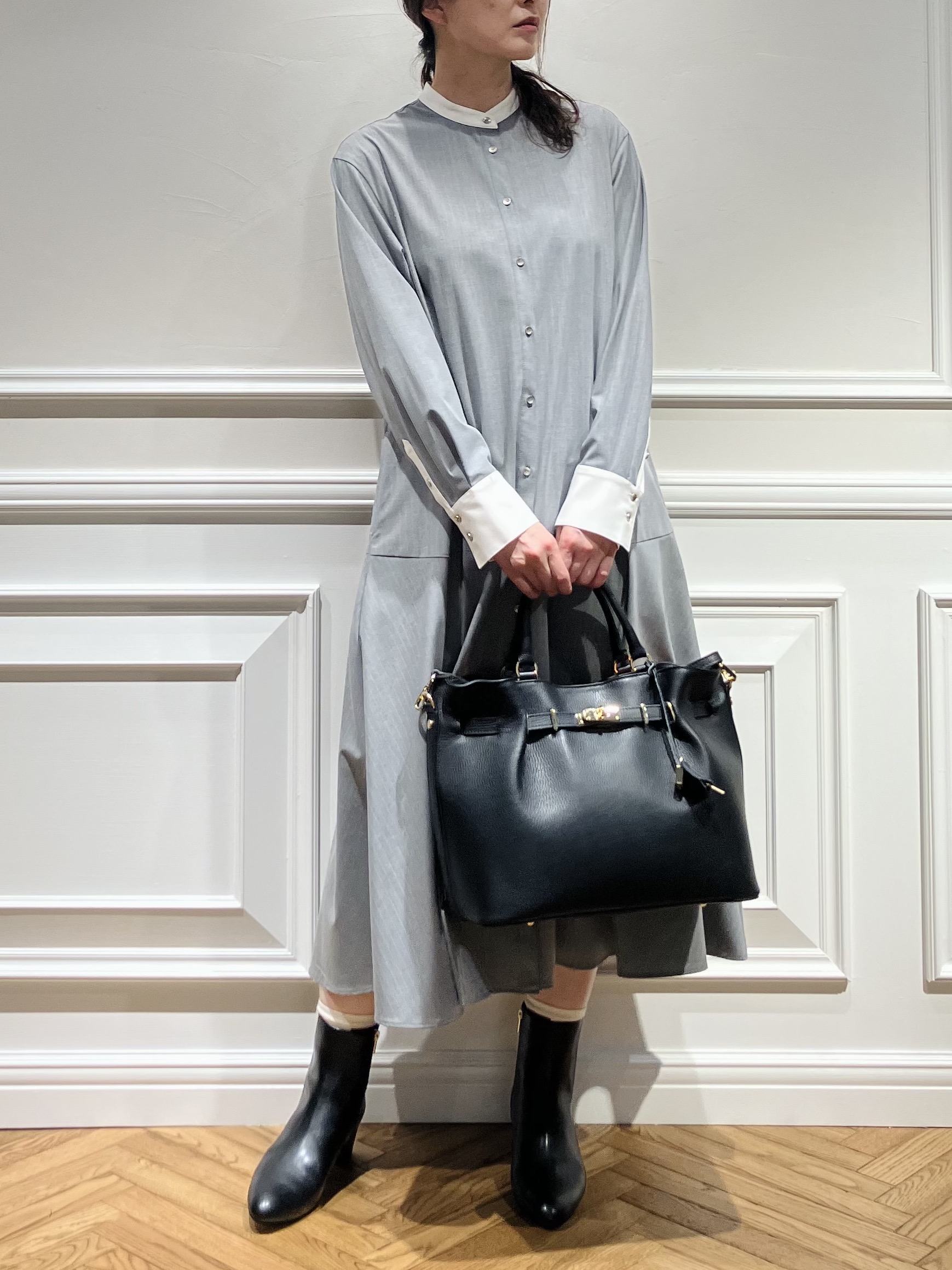 TSUKUIさんの「DRESSTERIOR｜ウォッシャブルストライプシャツワンピース」を使ったコーディネート