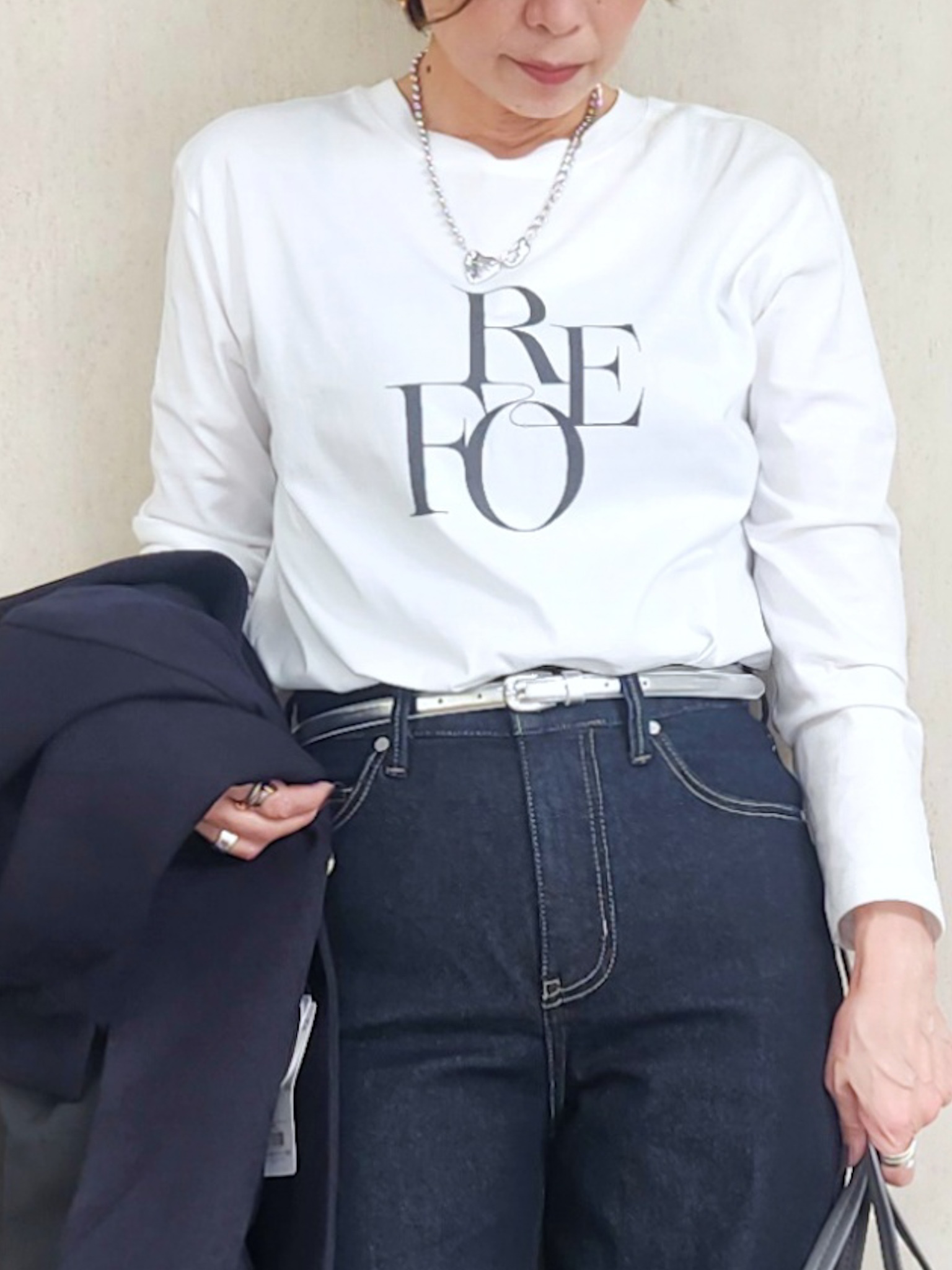 milkyさんの「OPAQUE.CLIP｜ロゴアソートロングTシャツ【洗濯機OK】」を使ったコーディネート