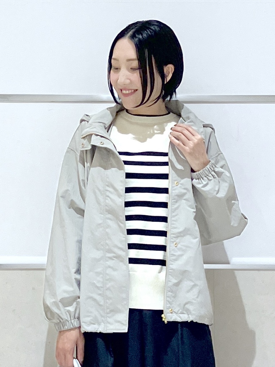 eriko さんの「Dessin｜【1枚でサマになる/洗濯機ＯＫ】レイヤード風 配色クルーネックニット」を使ったコーディネート