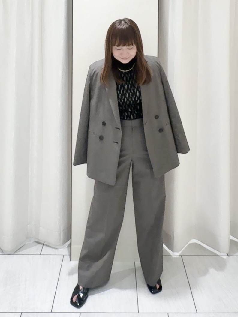 ʏᴜᴋɪᴋᴏさんの「UNTITLED｜【セットアップ可/秋羽織り/お仕事スーツ】ウールブレンドダブルジャケット」を使ったコーディネート