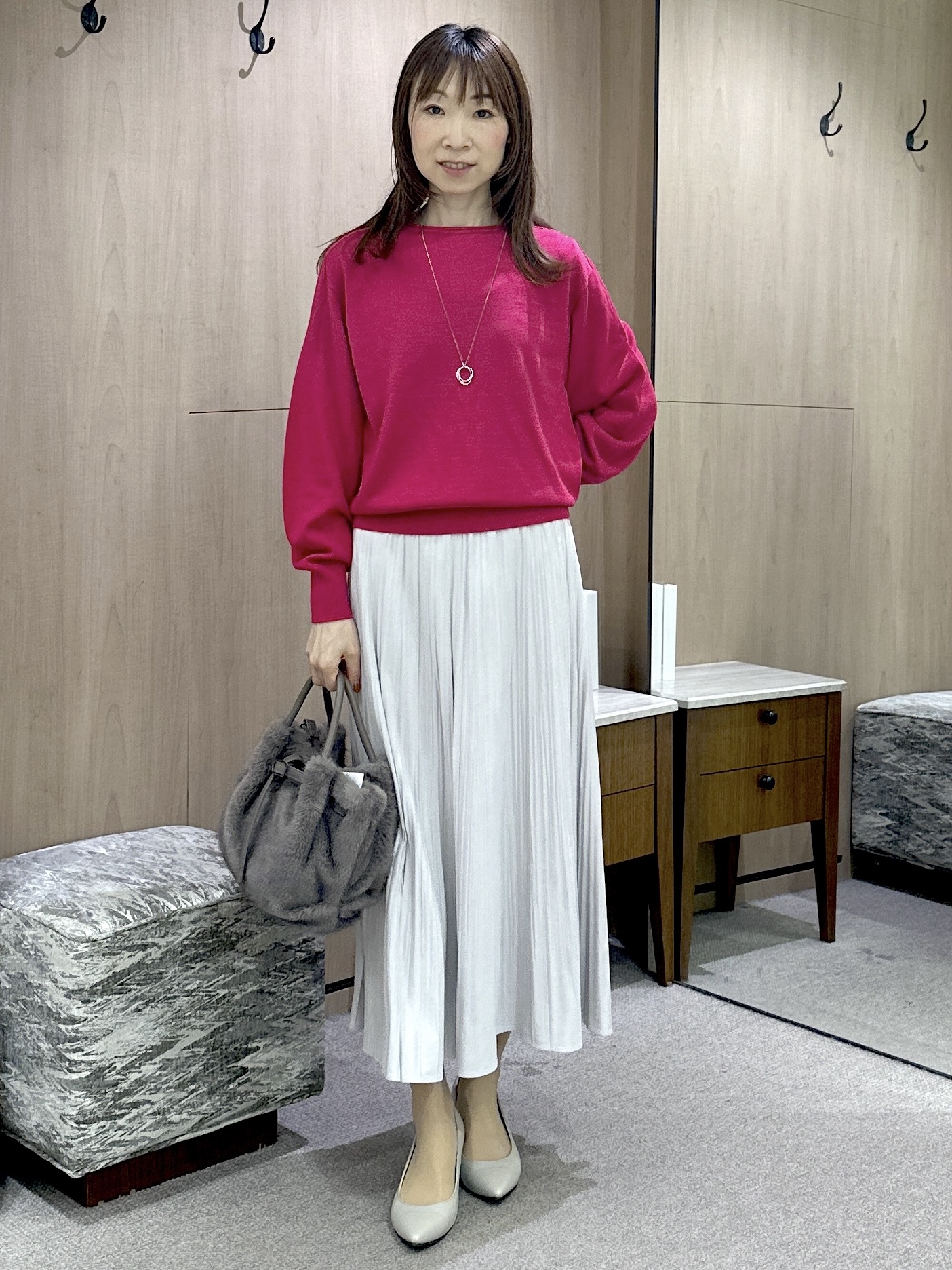 Miwaさんの「UNTITLED｜【大人の抜け感/8色展開】ボリュームスリーブニットプルオーバー」を使ったコーディネート