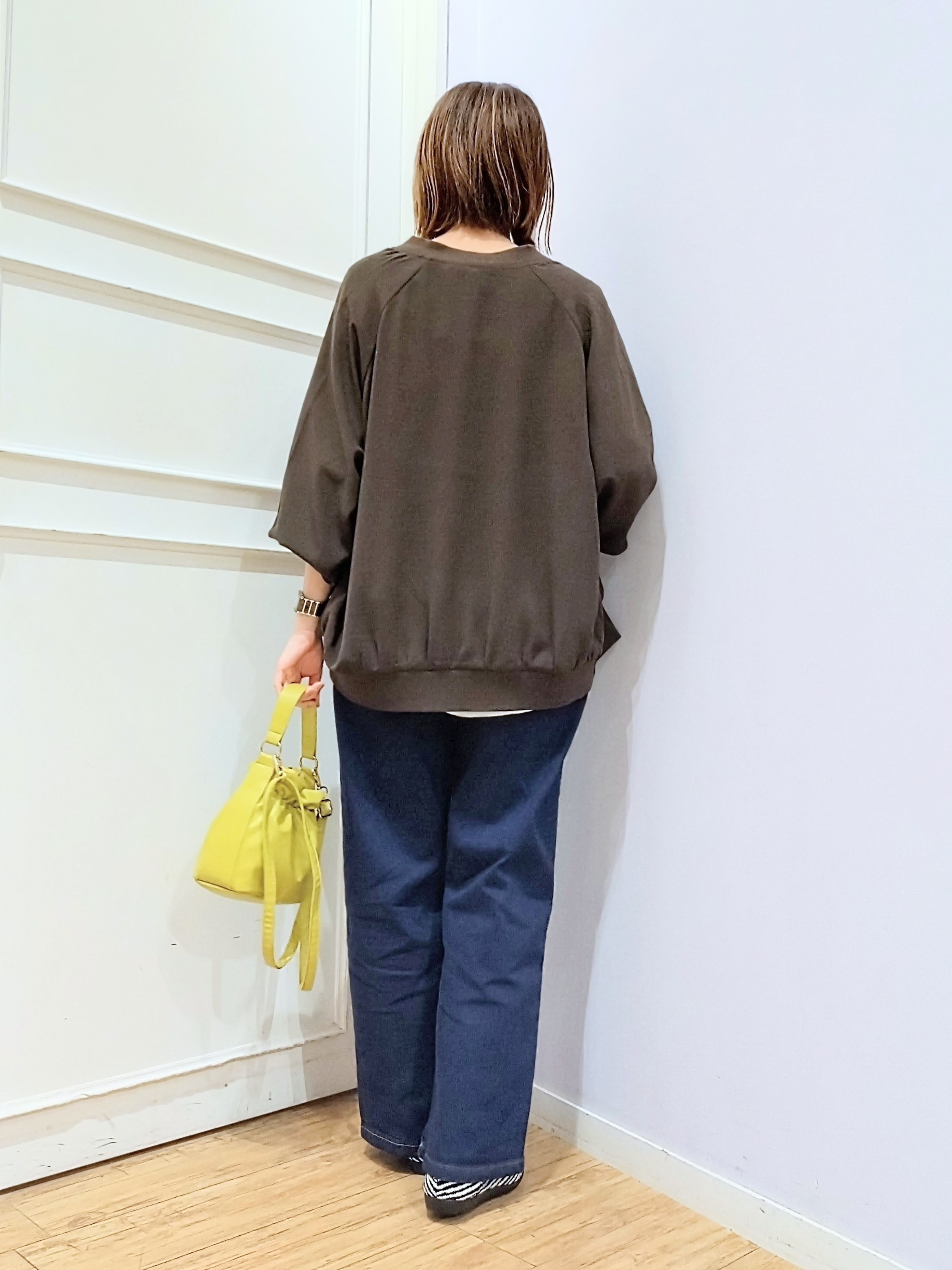 miomioさんの「SHOO･LA･RUE｜【S-LL】洗濯後しわになりにくい 麻調リブブルゾン」を使ったコーディネート