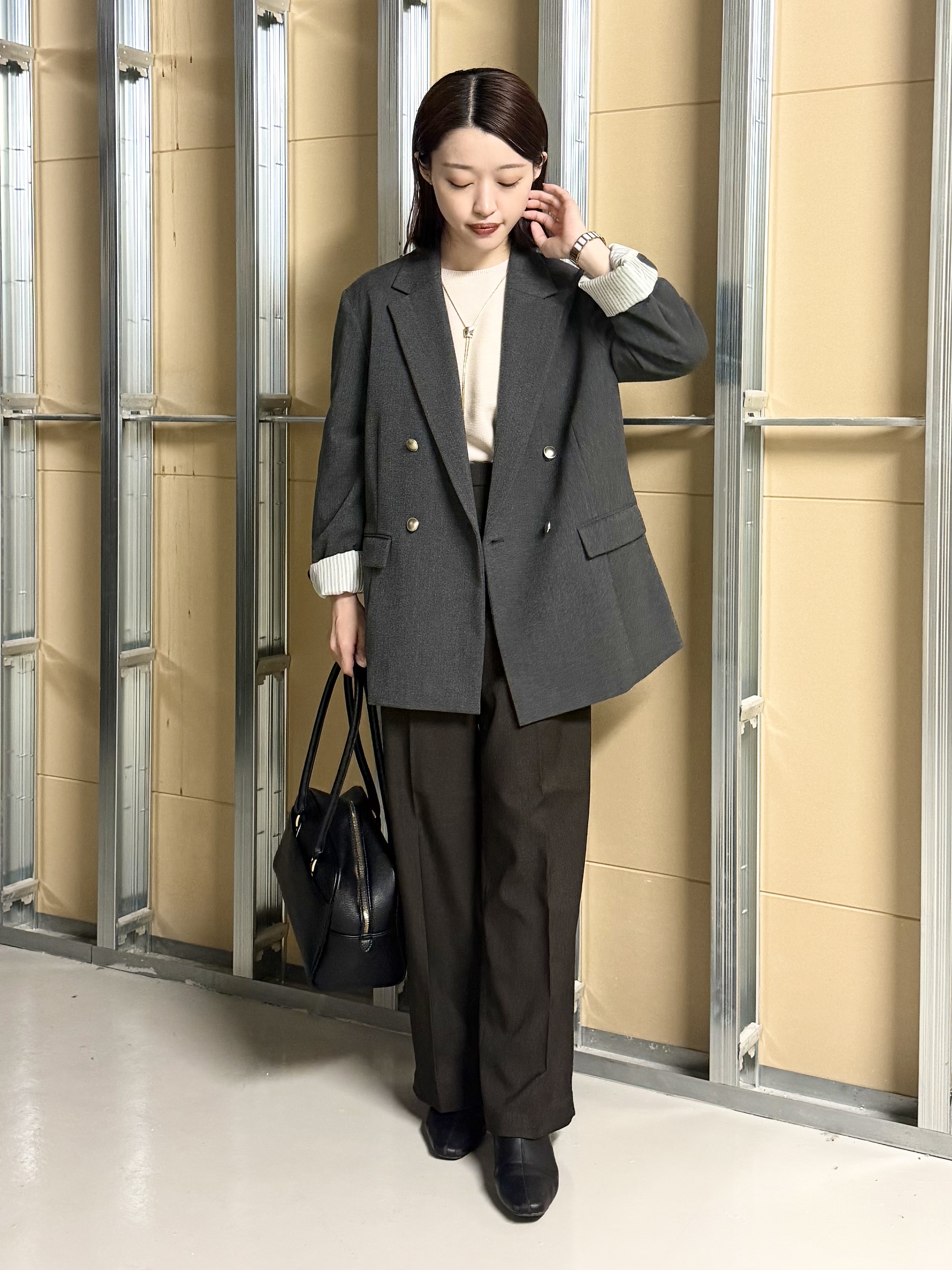 sahoさんの「THE SHOP TK｜クラシカルな雰囲気 ダブルブレストジャケット」を使ったコーディネート