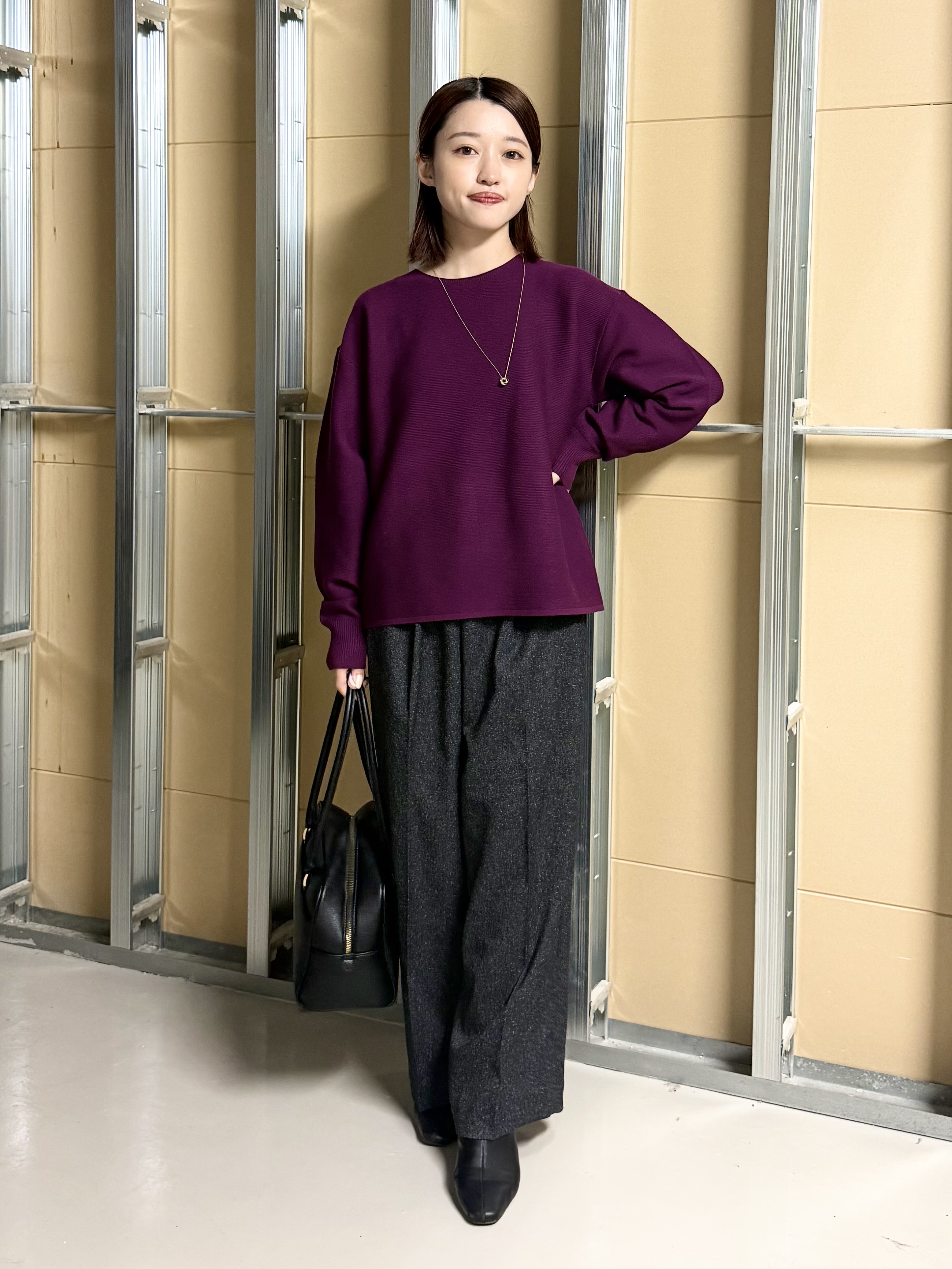 sahoさんの「THE SHOP TK｜【毛玉防止/蓄熱/洗える】美映えガーターニット」を使ったコーディネート