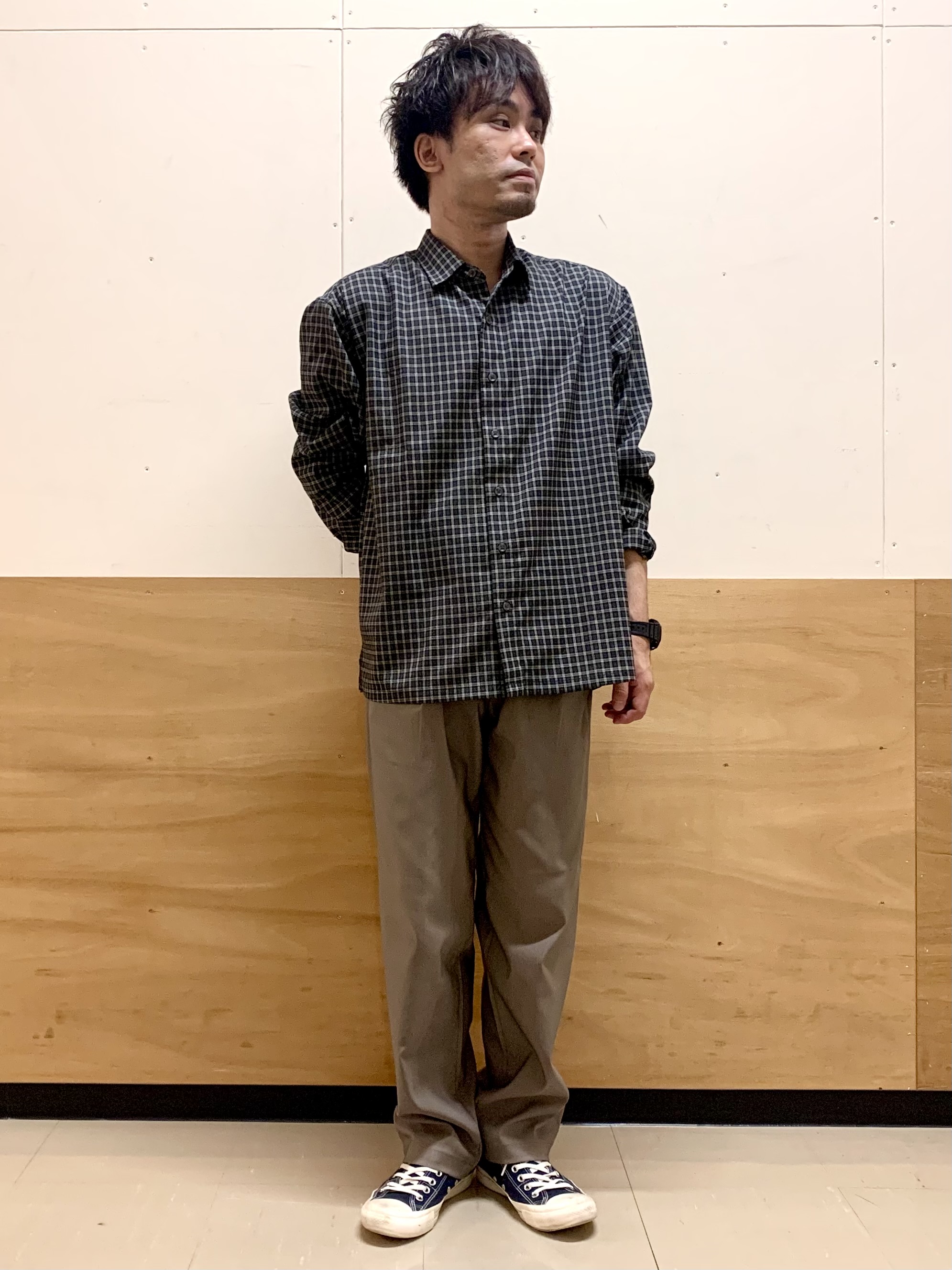 MATUさんの「THE SHOP TK｜【洗濯機OK】ウールライク 長袖シャツ」を使ったコーディネート