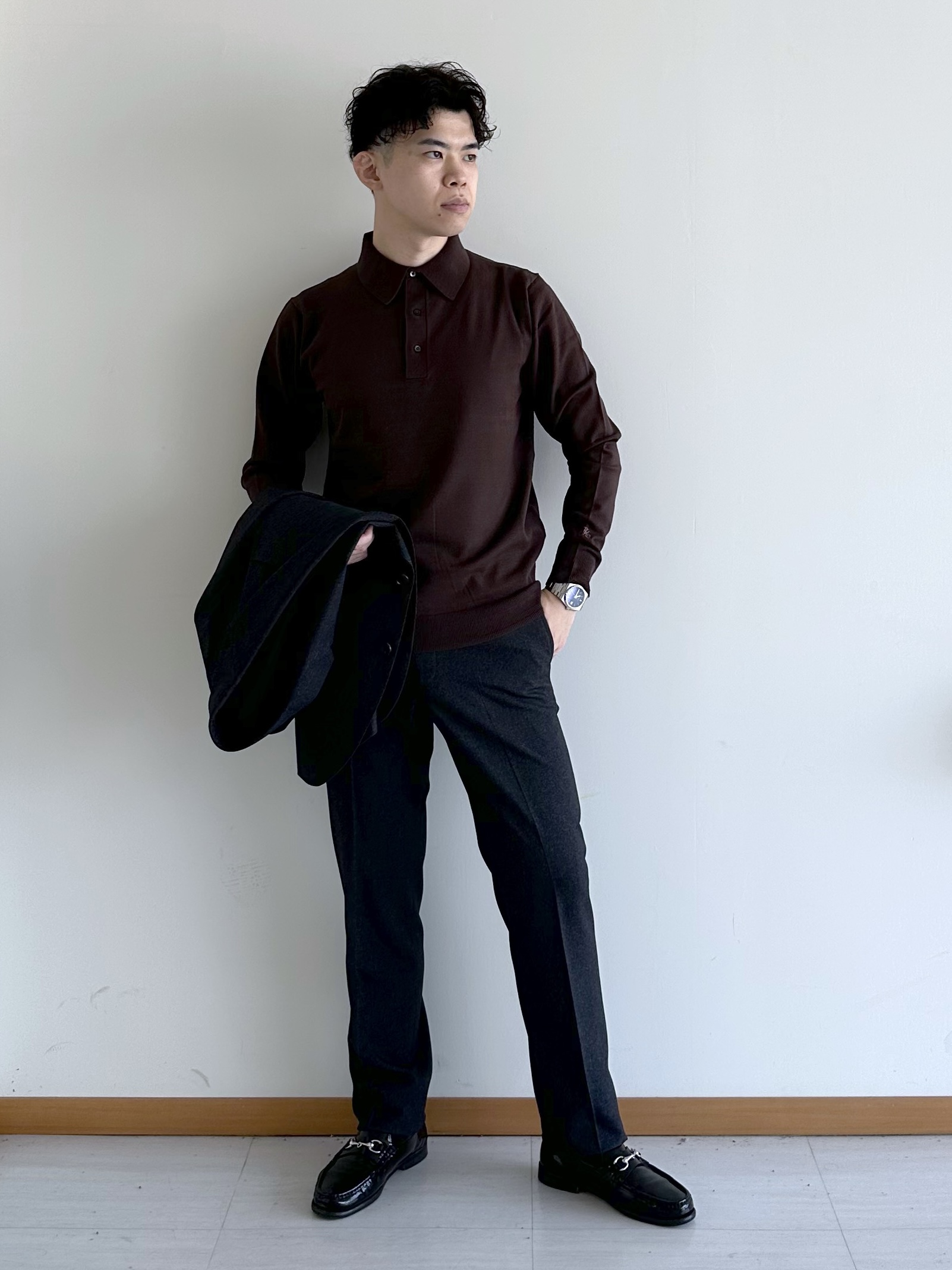 イッシーさんの「TAKEO KIKUCHI｜ウールライクキャットフット ジャケット」を使ったコーディネート