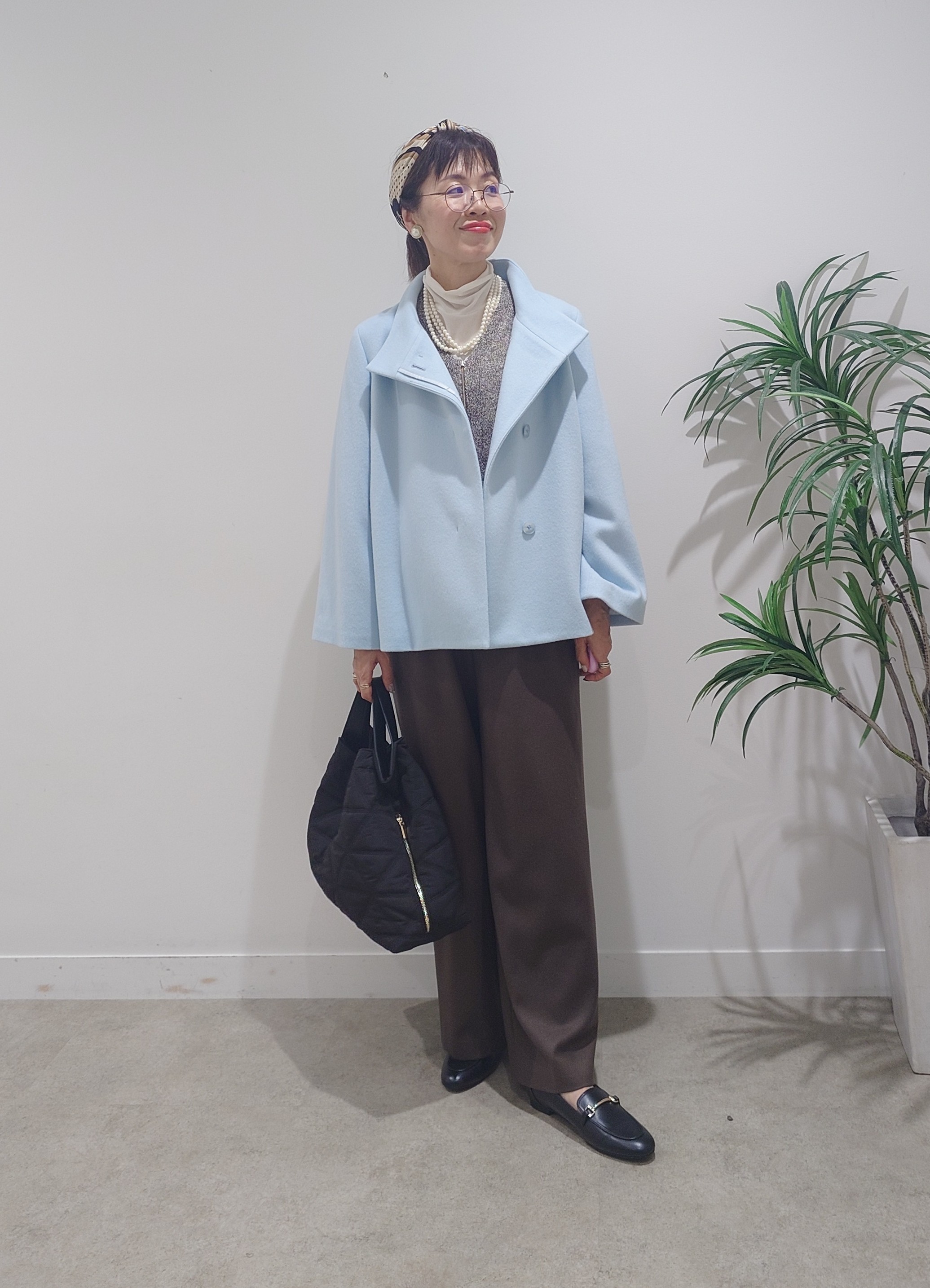 MUTSUKOさんの「UNTITLED｜【軽アウター/ウール100】ウールショートコート」を使ったコーディネート