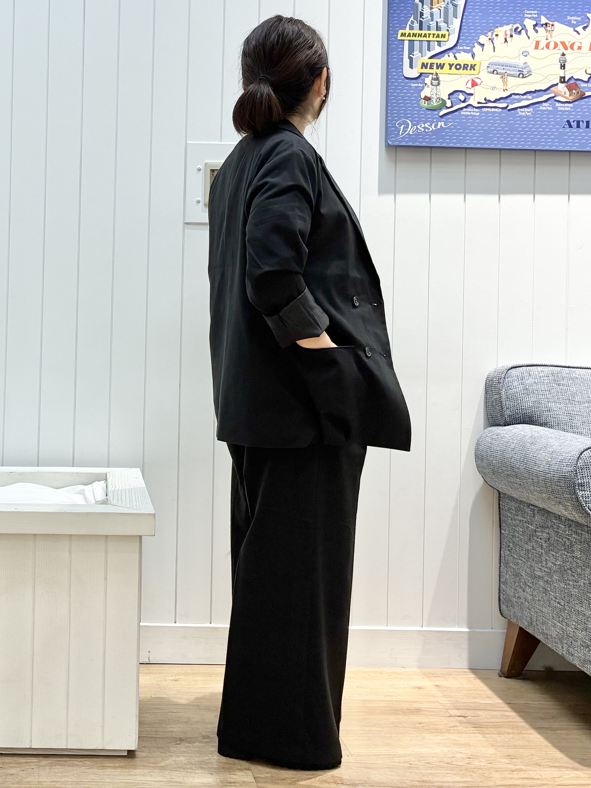msatoさんの「Dessin｜【セットアップ可/洗える】先染ウールライクチェック ダブルジャケット」を使ったコーディネート