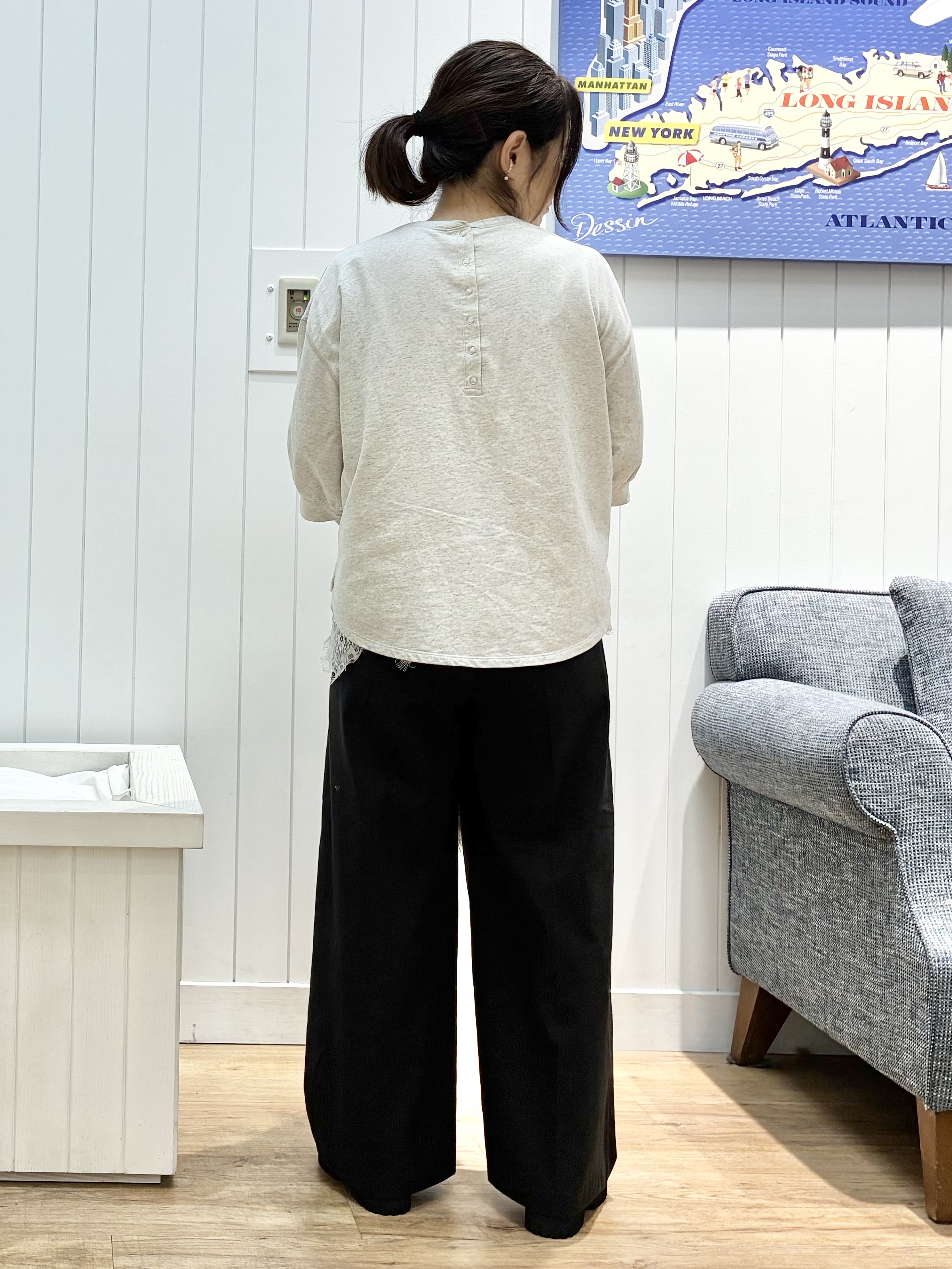 msatoさんの「Dessin｜【高レビュー/洗える/XS-L】バックヘンリーミニ裏毛 5分袖」を使ったコーディネート