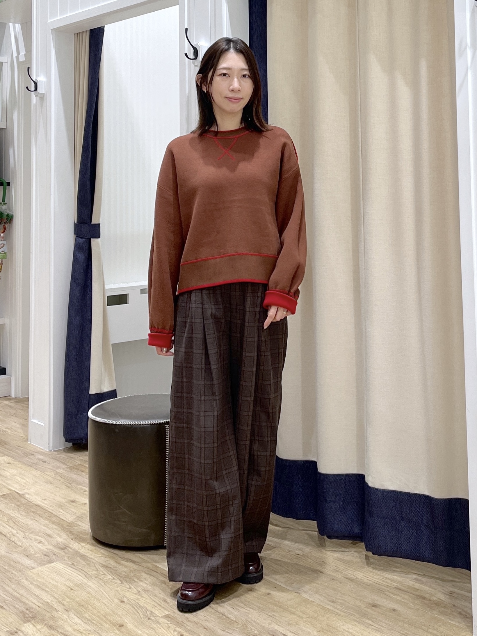canaさんの「Dessin｜【2WAY/洗濯機OK/XS-L】配色リバーシブル コットンジャカード クルーネックニット」を使ったコーディネート