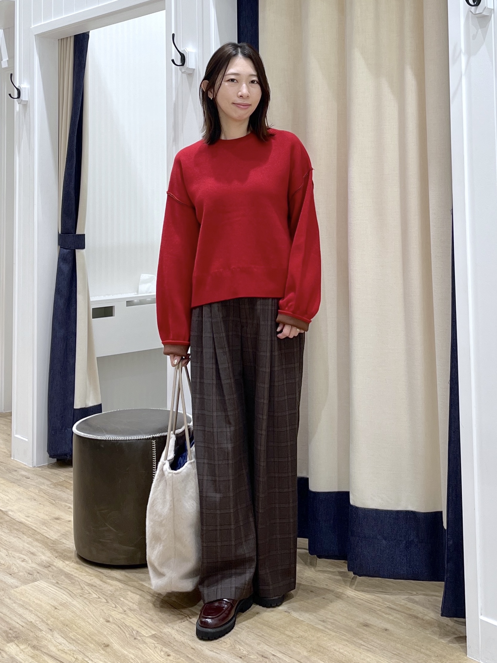 canaさんの「Dessin｜【2WAY/洗濯機OK/XS-L】配色リバーシブル コットンジャカード クルーネックニット」を使ったコーディネート