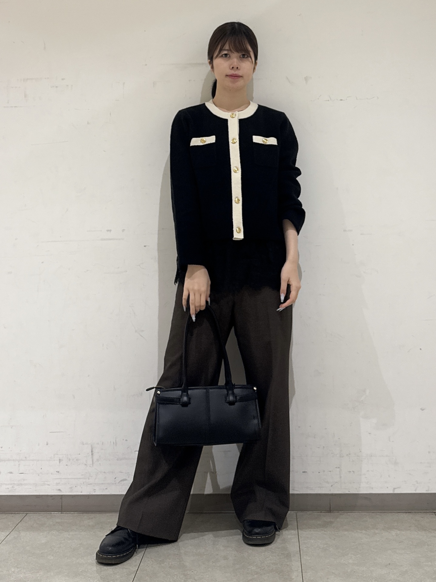 rinaさんの「INDIVI｜【軽やか】ブークレニットジャケット」を使ったコーディネート