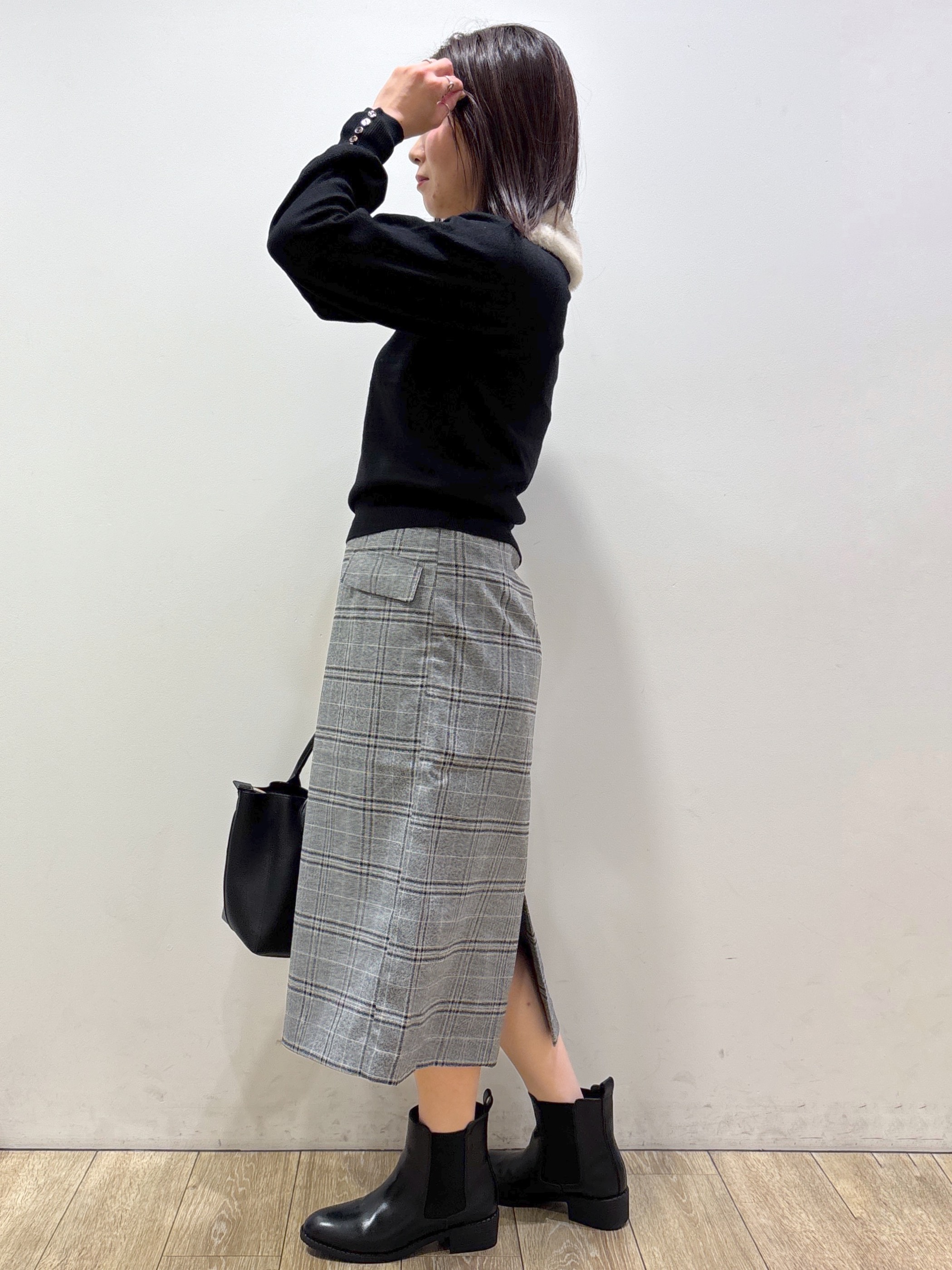 mameさんの「index｜カシミヤタッチハイネックニット【洗濯機OK／抗ピリング】」を使ったコーディネート