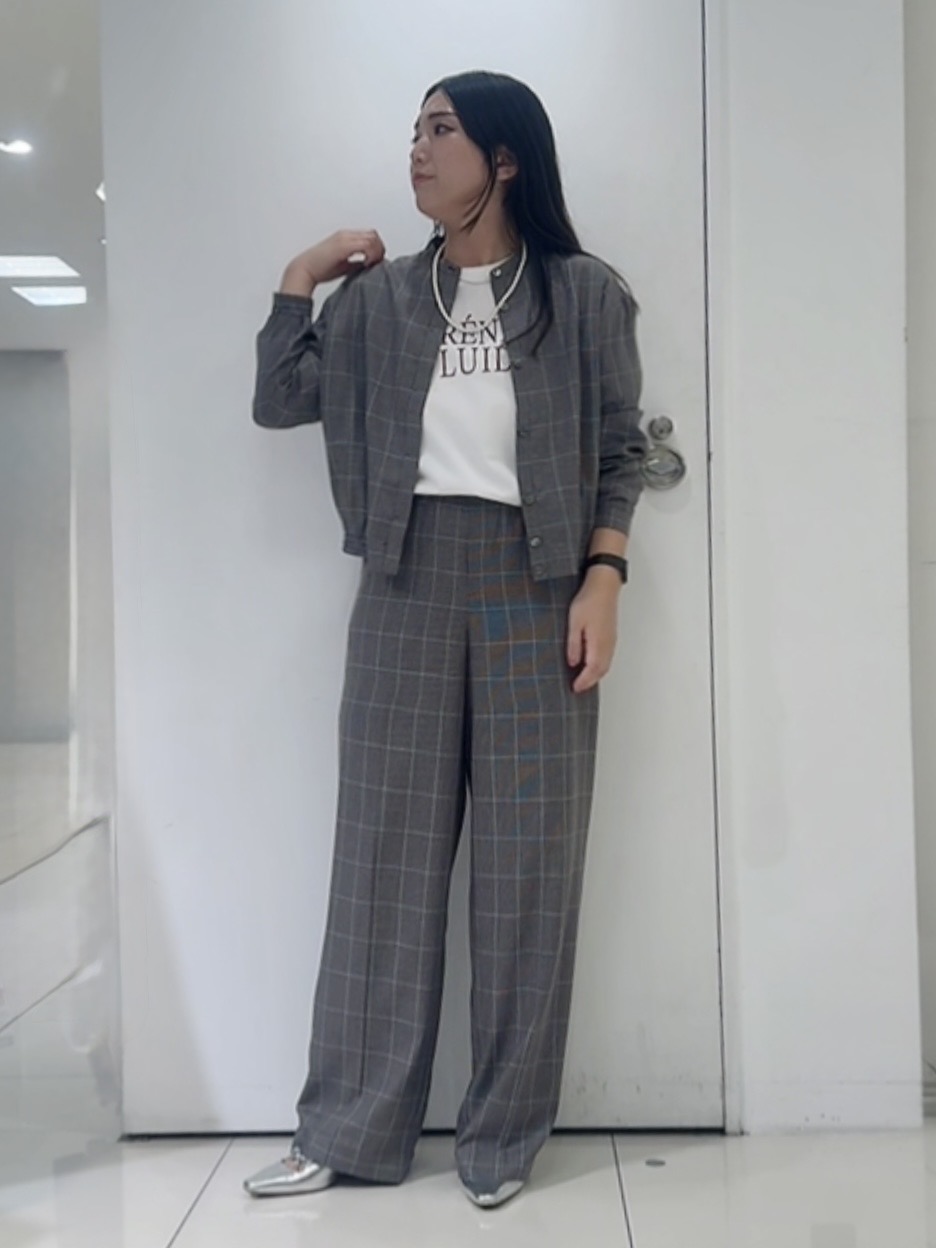なかじさんの「UNTITLED｜【セットアップ可/ウエストゴム】メランジツイルワイドパンツ」を使ったコーディネート