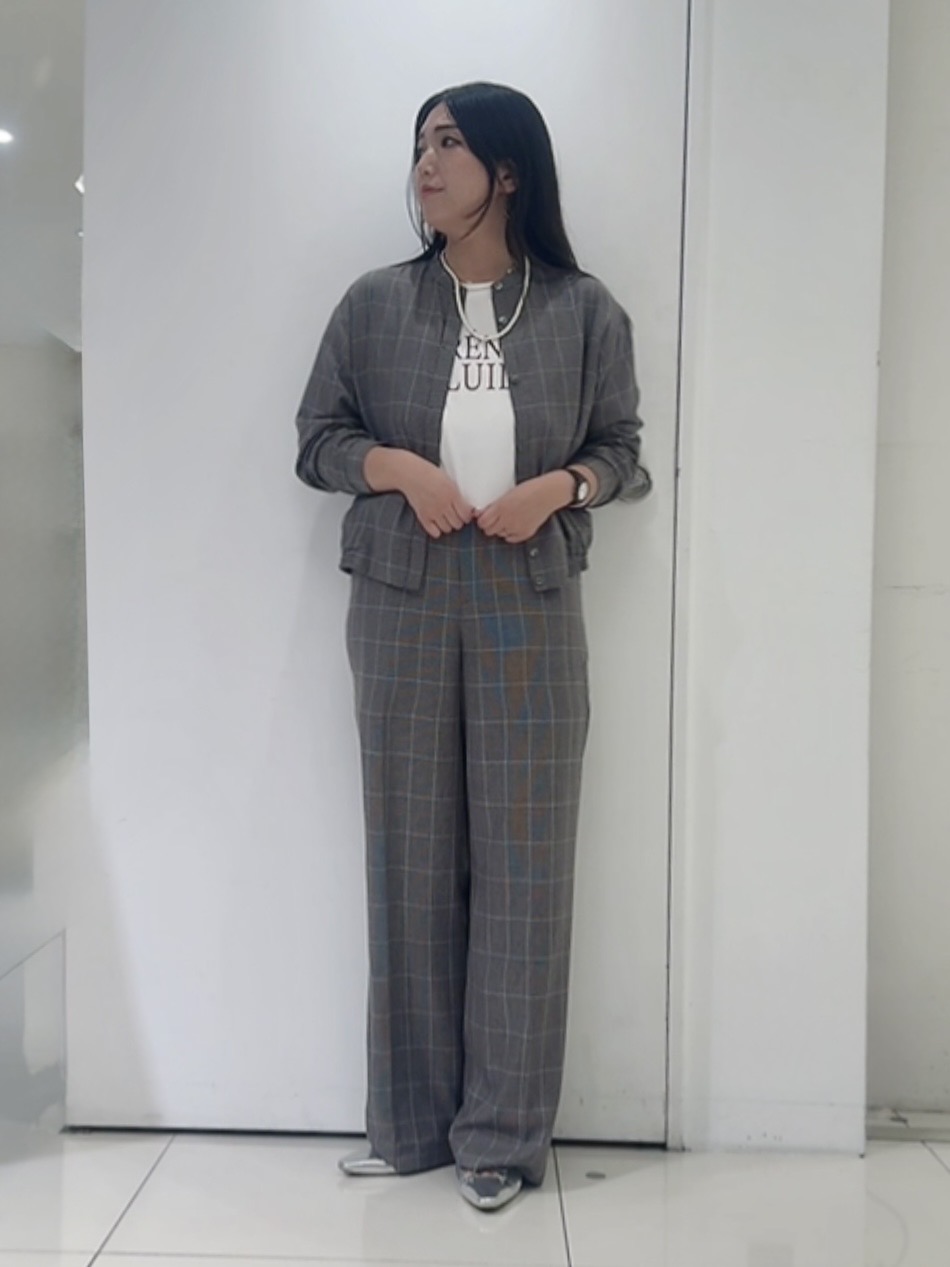 なかじさんの「UNTITLED｜【セットアップ可/ウエストゴム】メランジツイルワイドパンツ」を使ったコーディネート