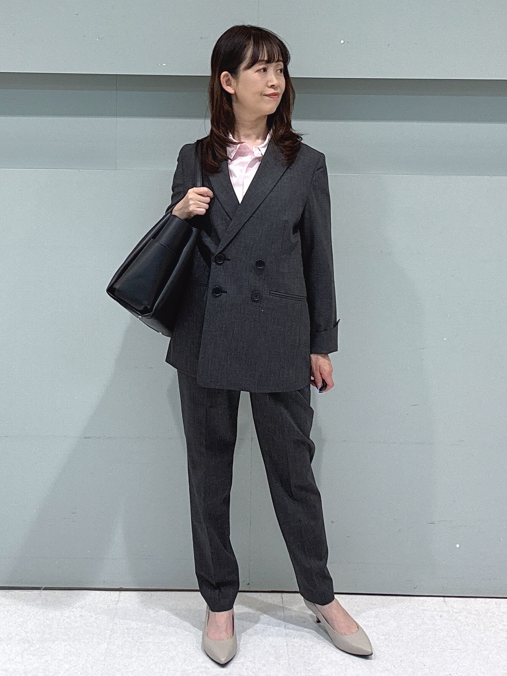 makiさんの「UNTITLED｜【セットアップ可/秋羽織り/お仕事スーツ】ウールブレンドダブルジャケット」を使ったコーディネート