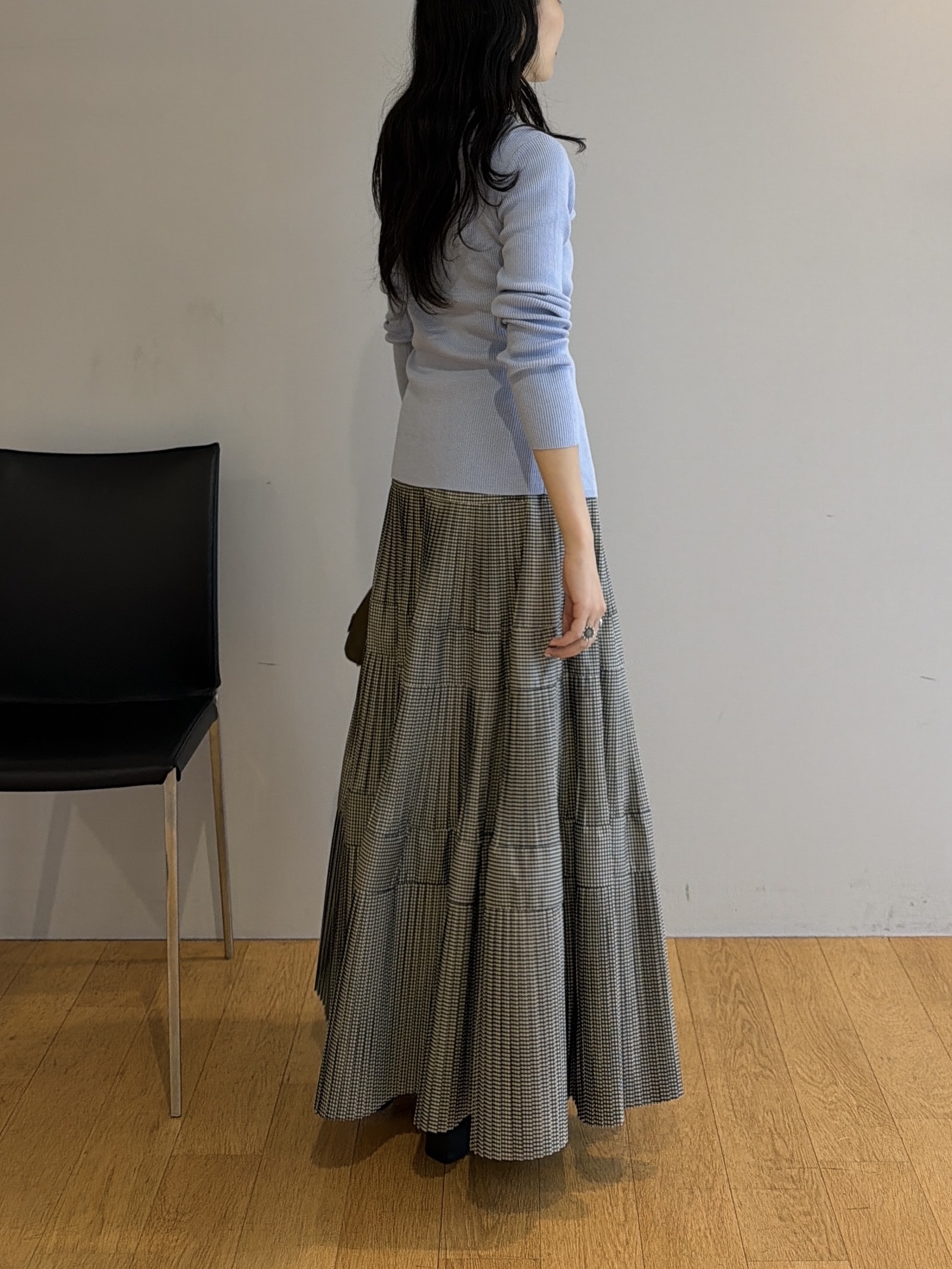 rinaさんの「INDIVI｜フェイクレイヤードリブニット」を使ったコーディネート