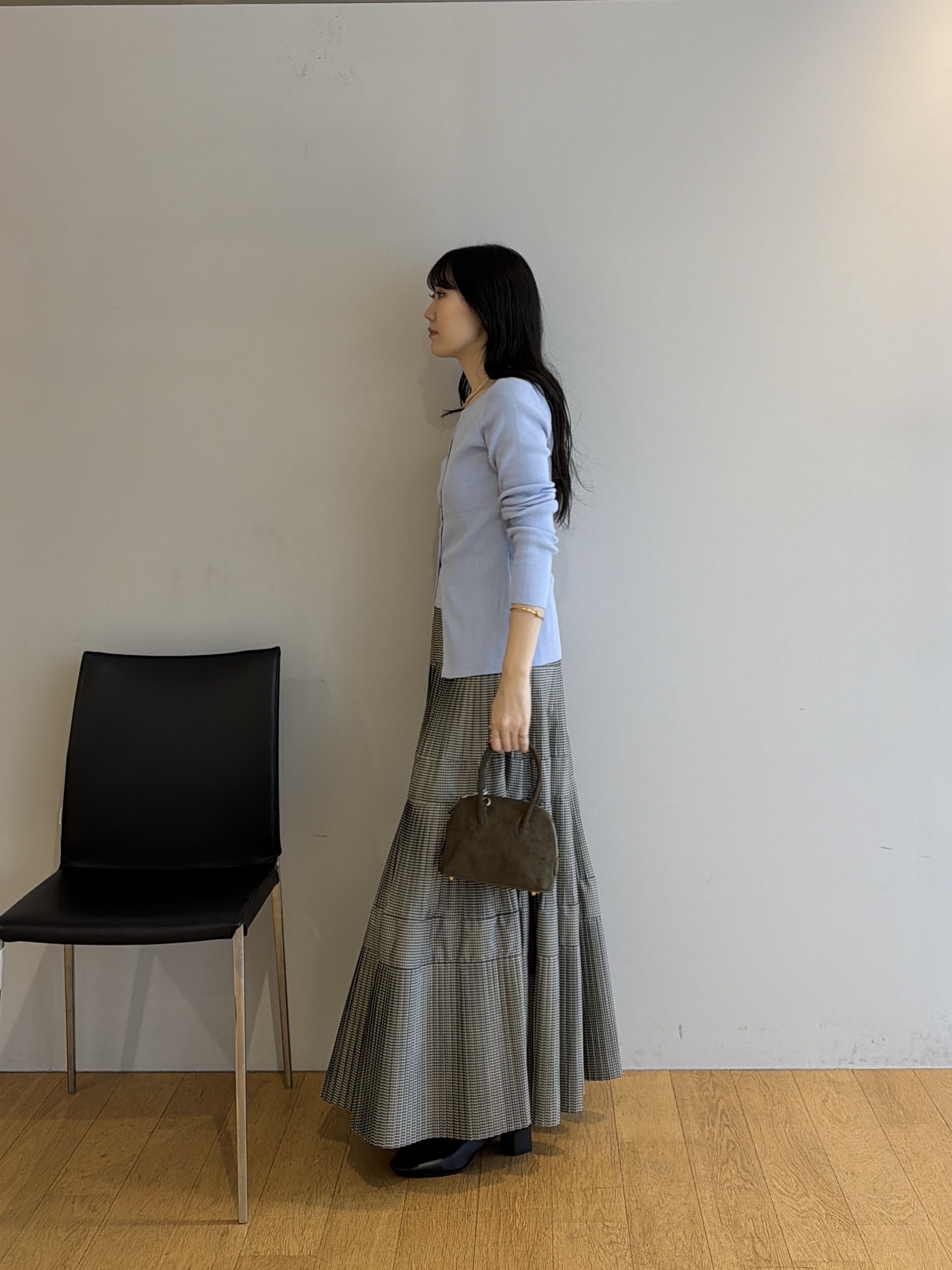 rinaさんの「INDIVI｜フェイクレイヤードリブニット」を使ったコーディネート