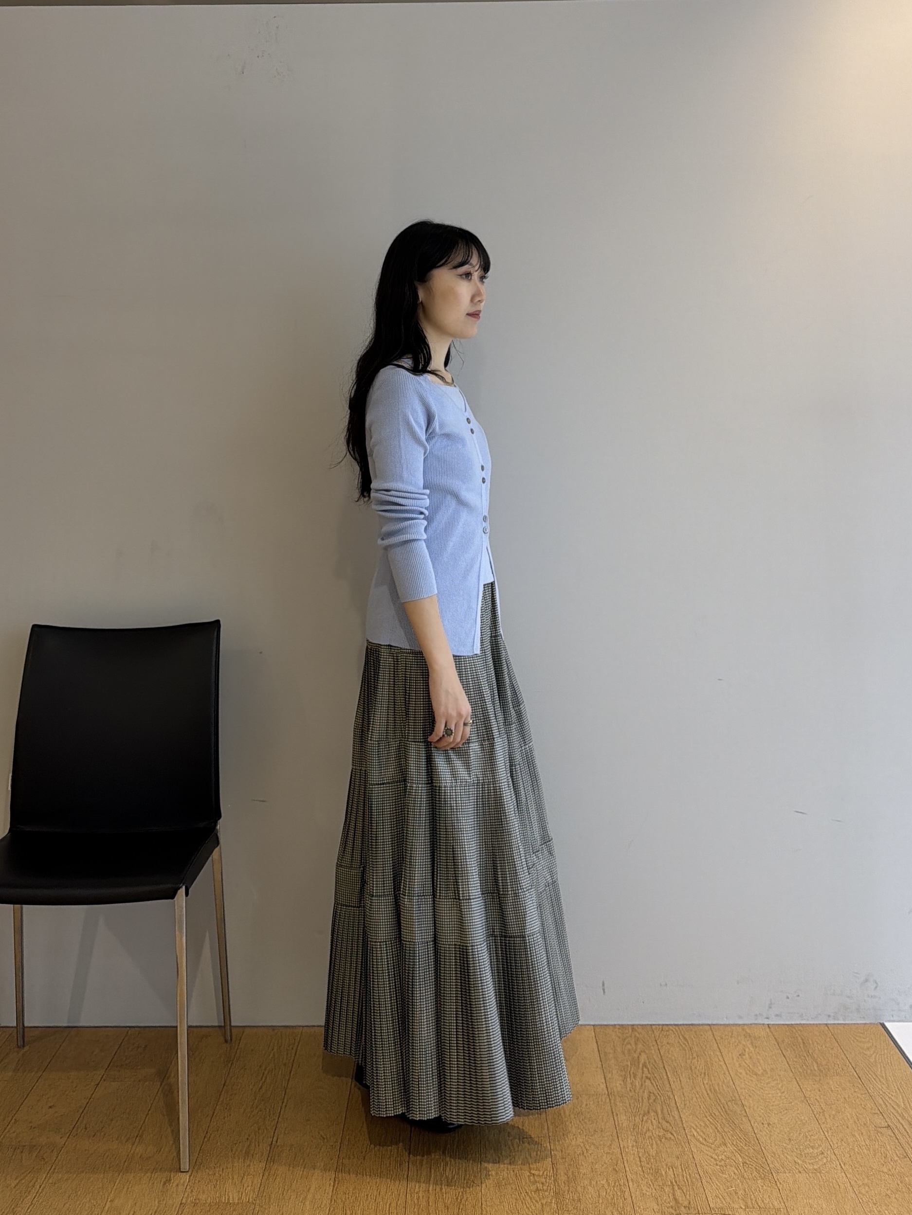 rinaさんの「INDIVI｜フェイクレイヤードリブニット」を使ったコーディネート