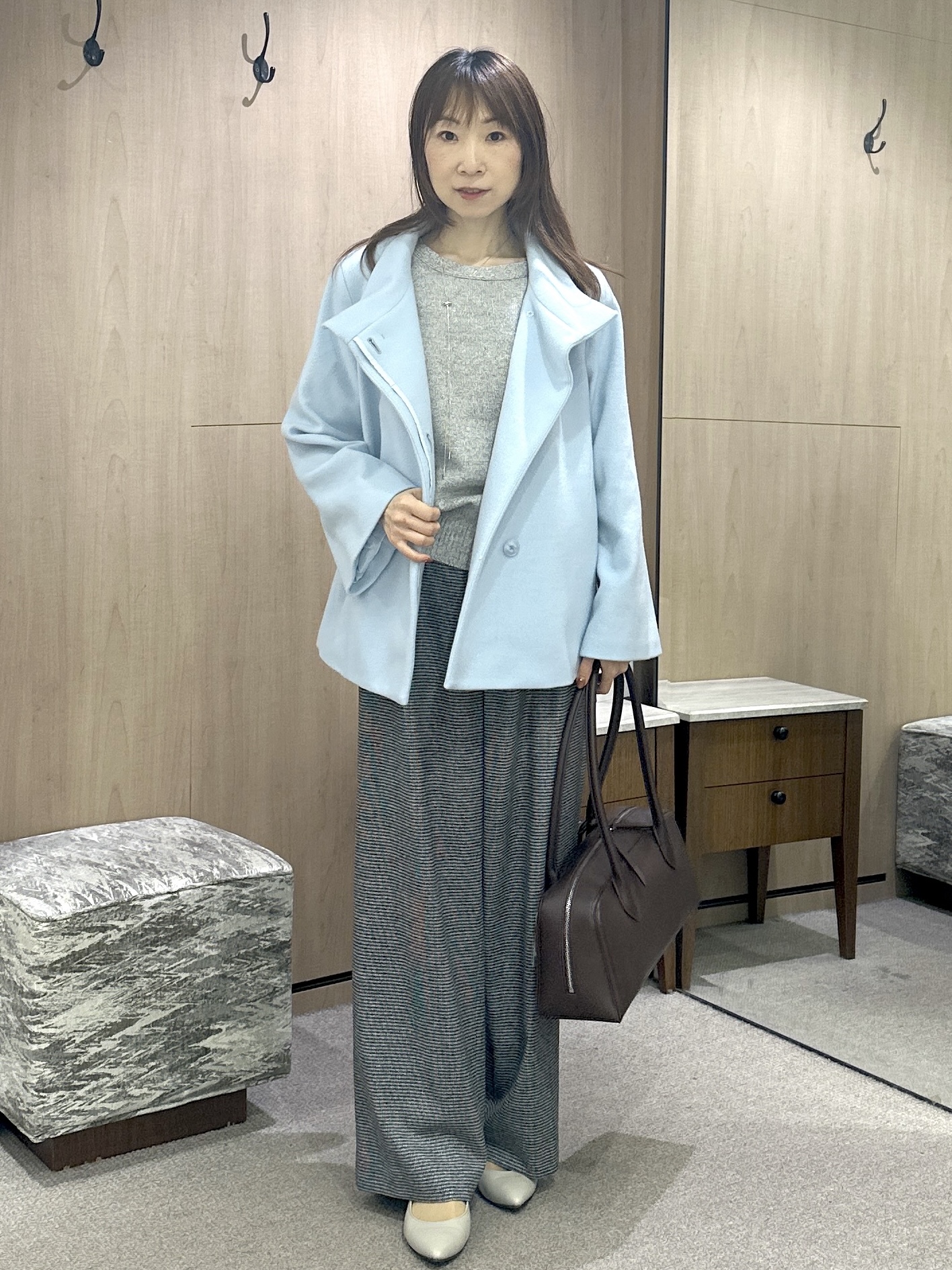 Miwaさんの「UNTITLED｜【アンサンブル可/手洗い可】杢調プルオーバーニット」を使ったコーディネート