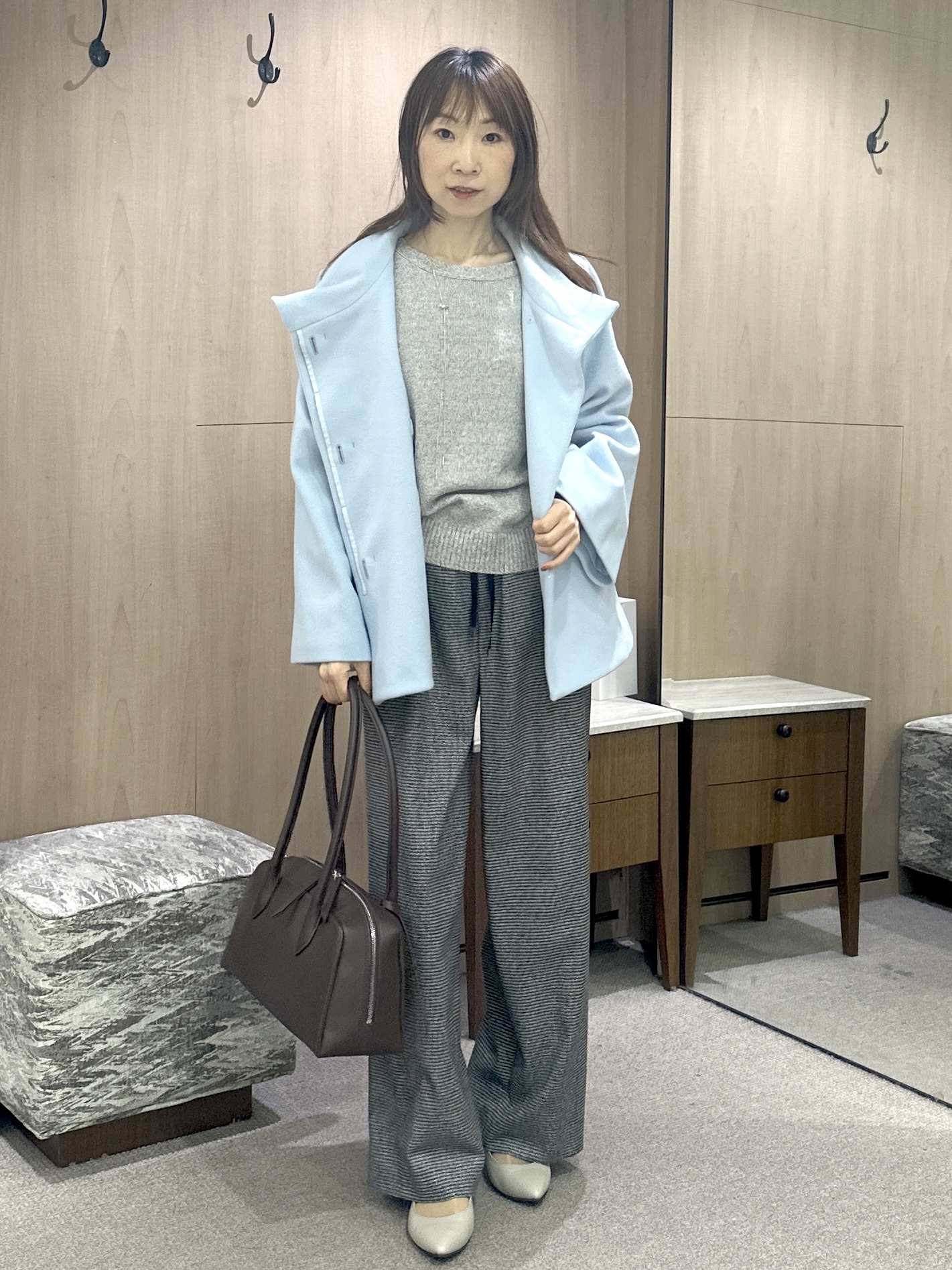 Miwaさんの「UNTITLED｜【アンサンブル可/手洗い可】杢調プルオーバーニット」を使ったコーディネート