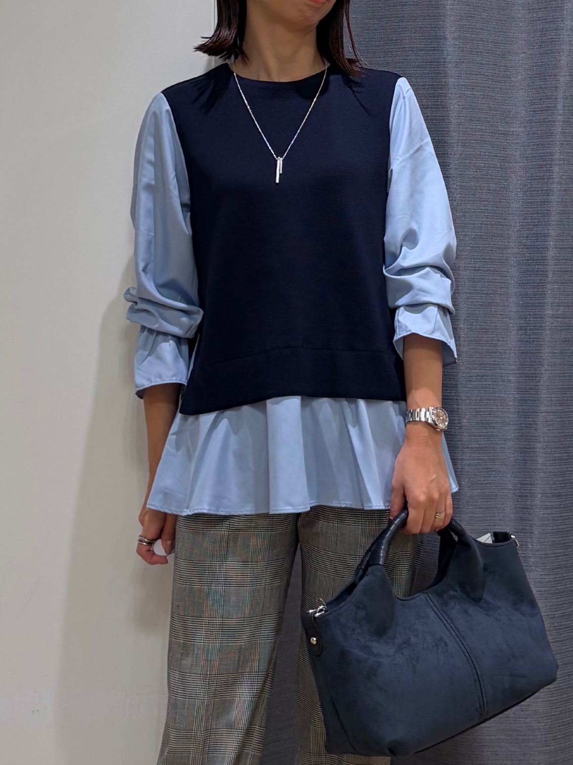 Mikoさんの「INDIVI｜【洗える／1枚でコーデ完成】重ね着風ニットトップス」を使ったコーディネート