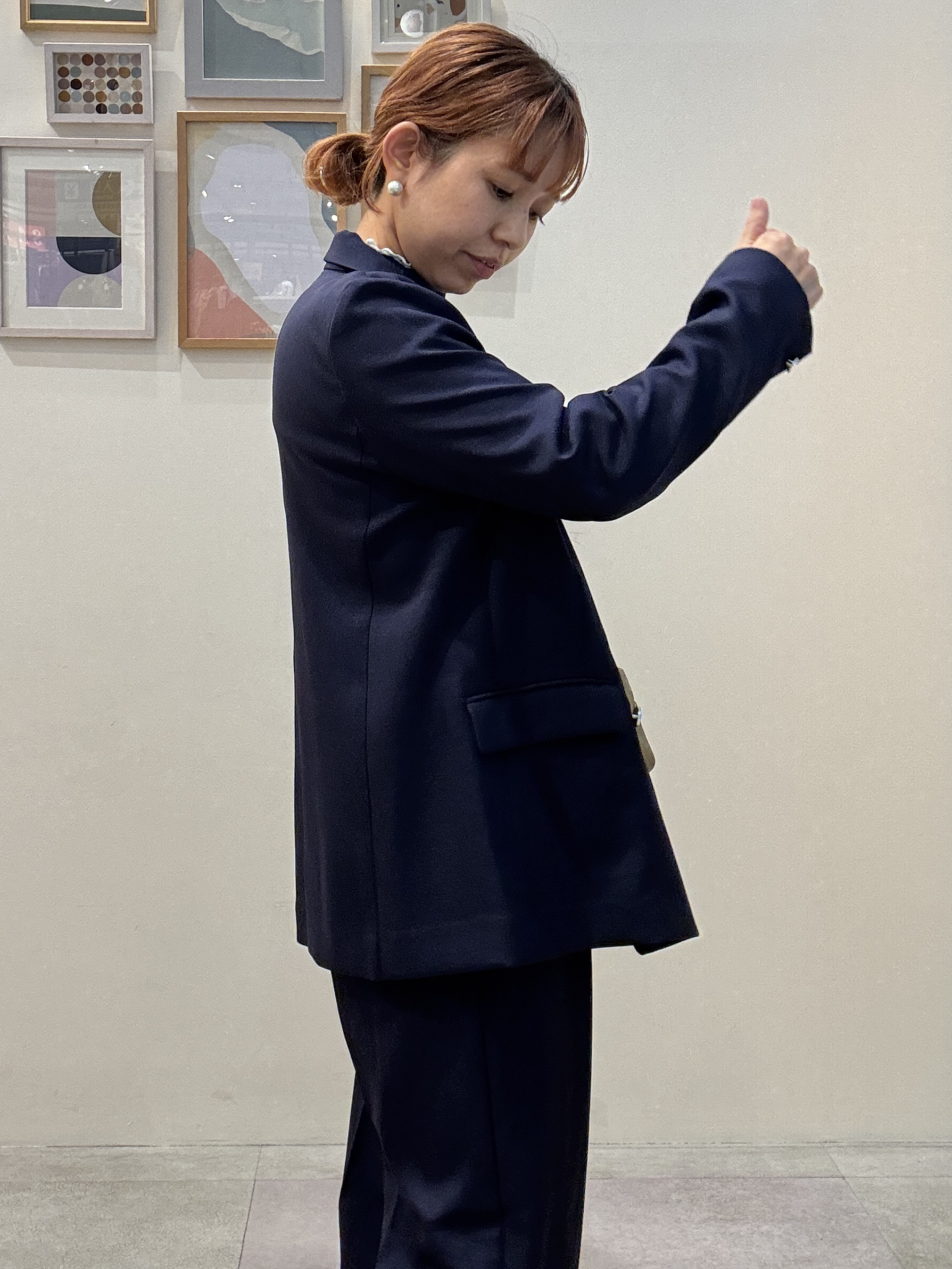 たけぴさんの「SHOO･LA･RUE｜【セットアップ可/通勤/洗濯機可/SS-LL】オンオフ使える ダブルブレストジャケット」を使ったコーディネート