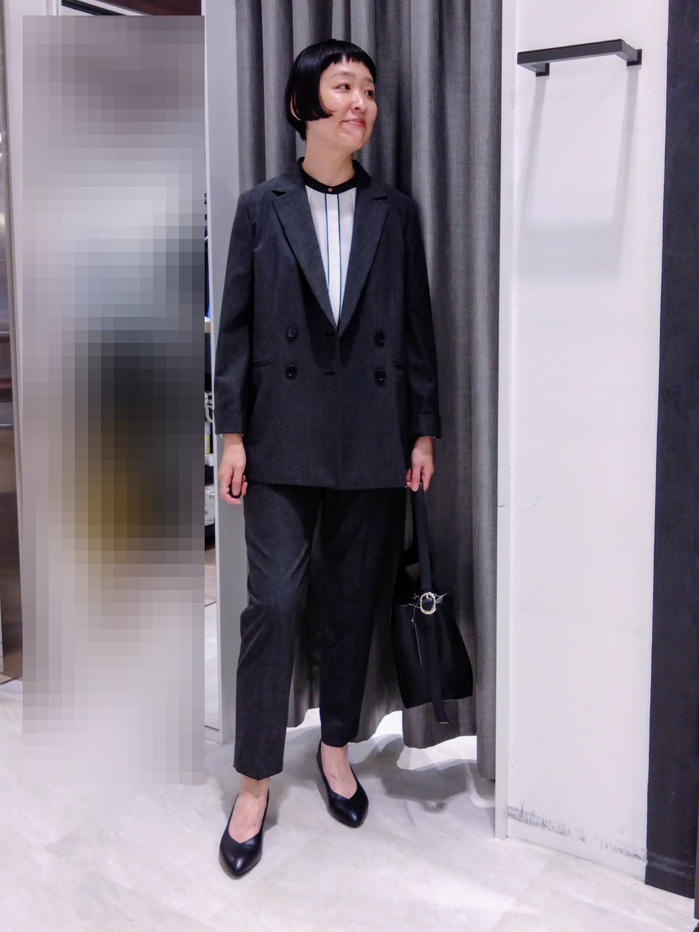 まちこさんの「UNTITLED｜【セットアップ可/秋羽織り/お仕事スーツ】ウールブレンドダブルジャケット」を使ったコーディネート