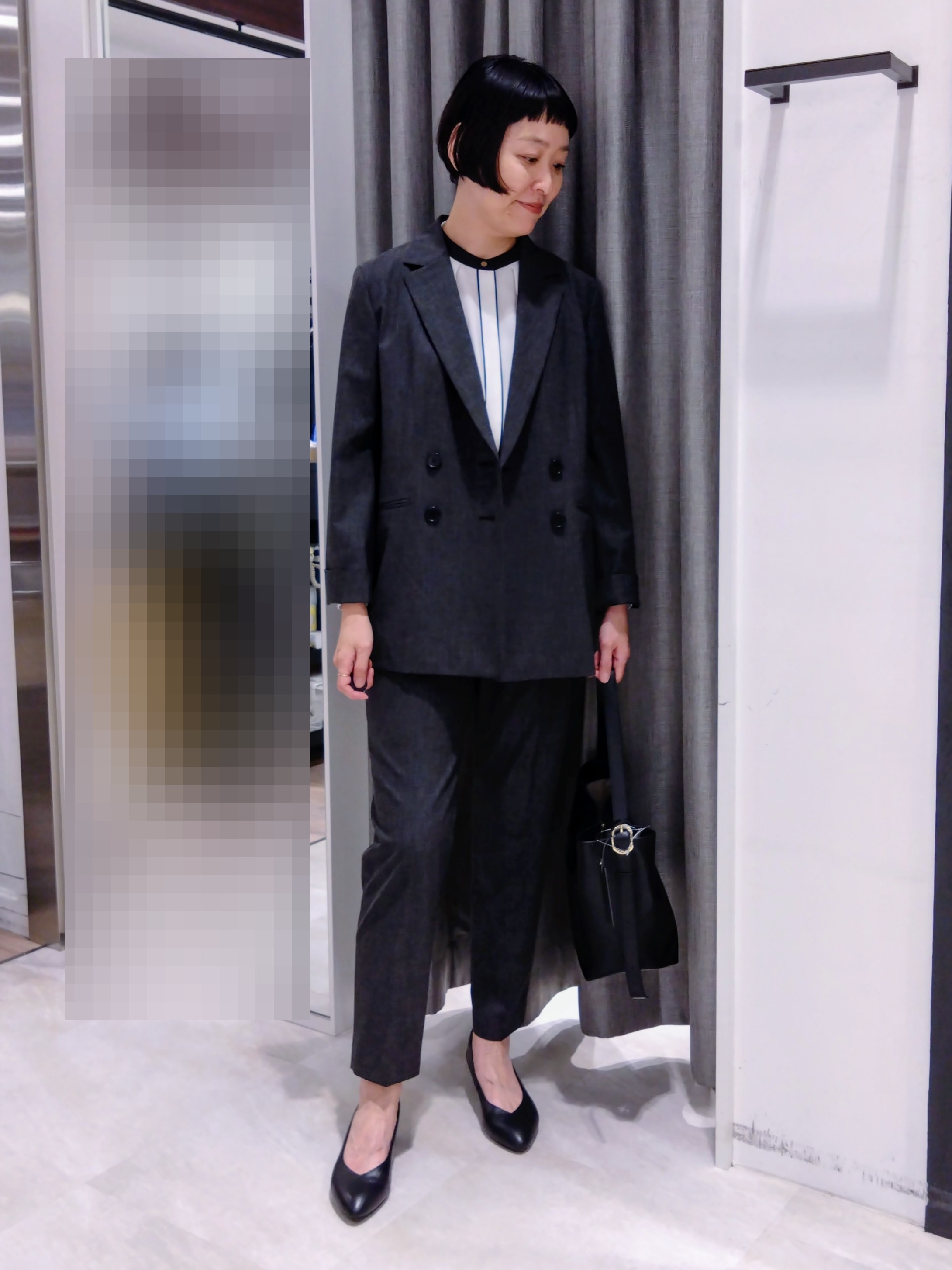 まちこさんの「UNTITLED｜【セットアップ可/秋羽織り/お仕事スーツ】ウールブレンドダブルジャケット」を使ったコーディネート