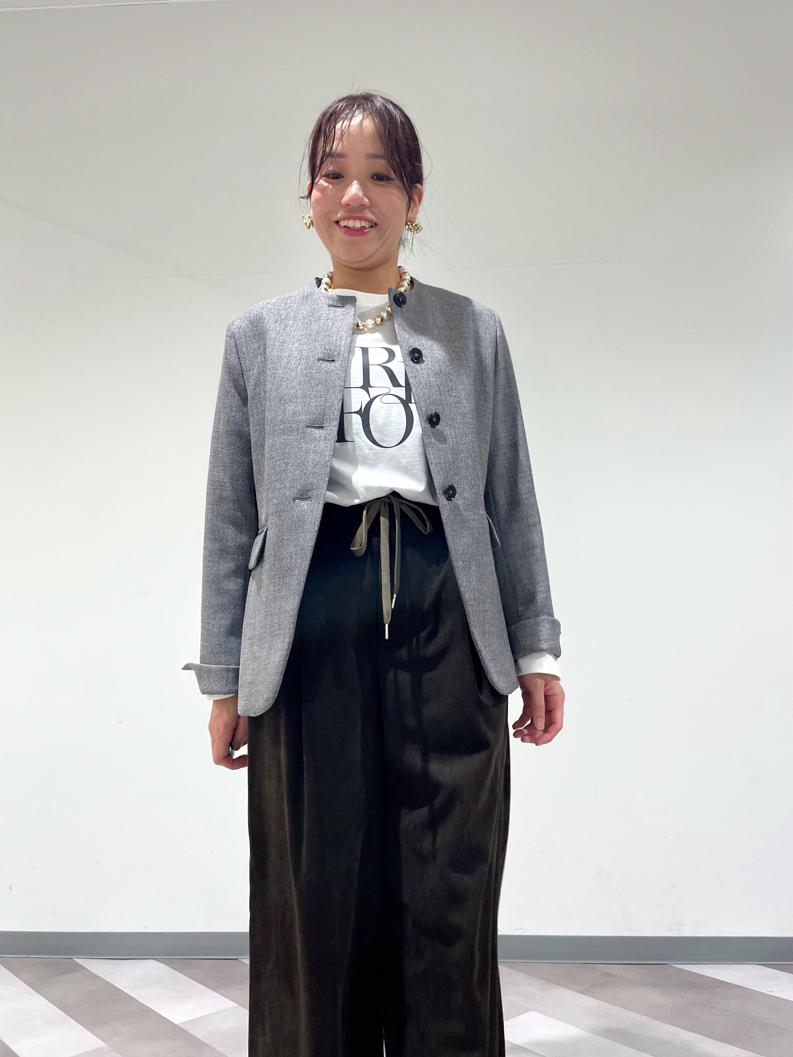 ともも。さんの「OPAQUE.CLIP｜ツイードライクノーカラージャケット【洗濯機OK】」を使ったコーディネート