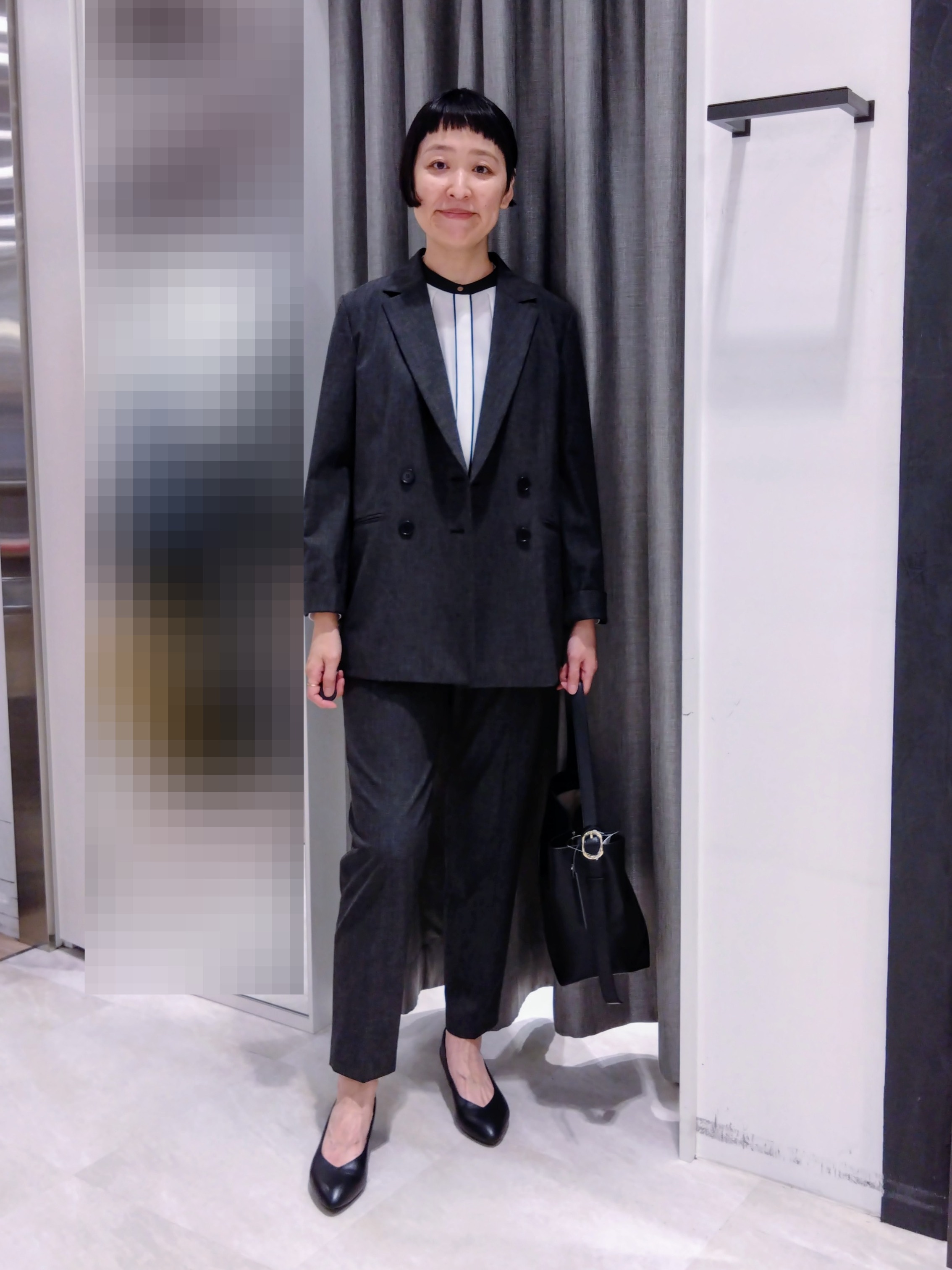 まちこさんの「UNTITLED｜【セットアップ可/秋羽織り/お仕事スーツ】ウールブレンドダブルジャケット」を使ったコーディネート