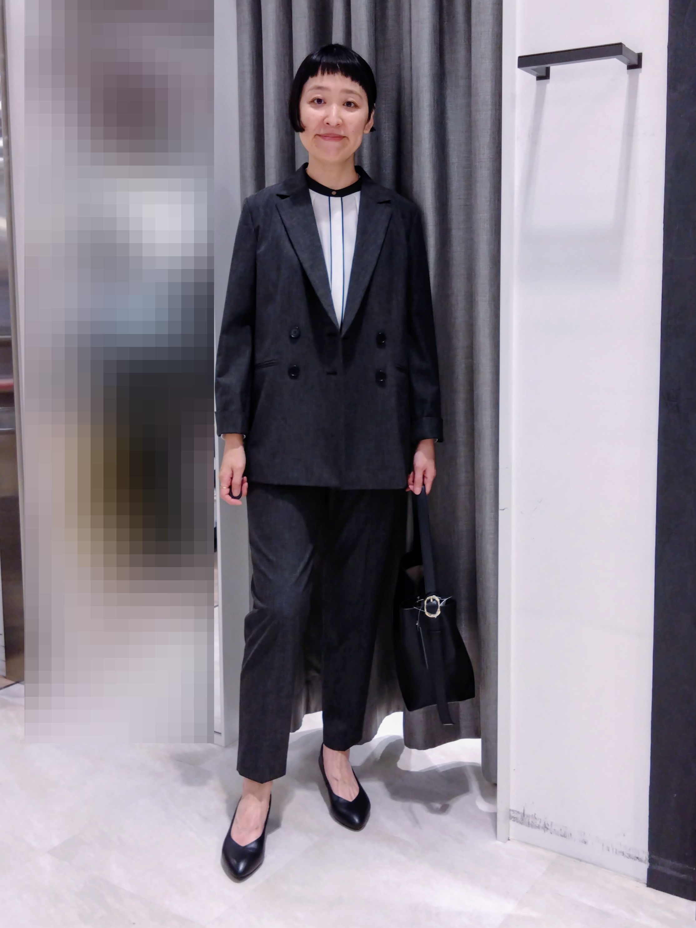 まちこさんの「UNTITLED｜【セットアップ可/秋羽織り/お仕事スーツ】ウールブレンドダブルジャケット」を使ったコーディネート