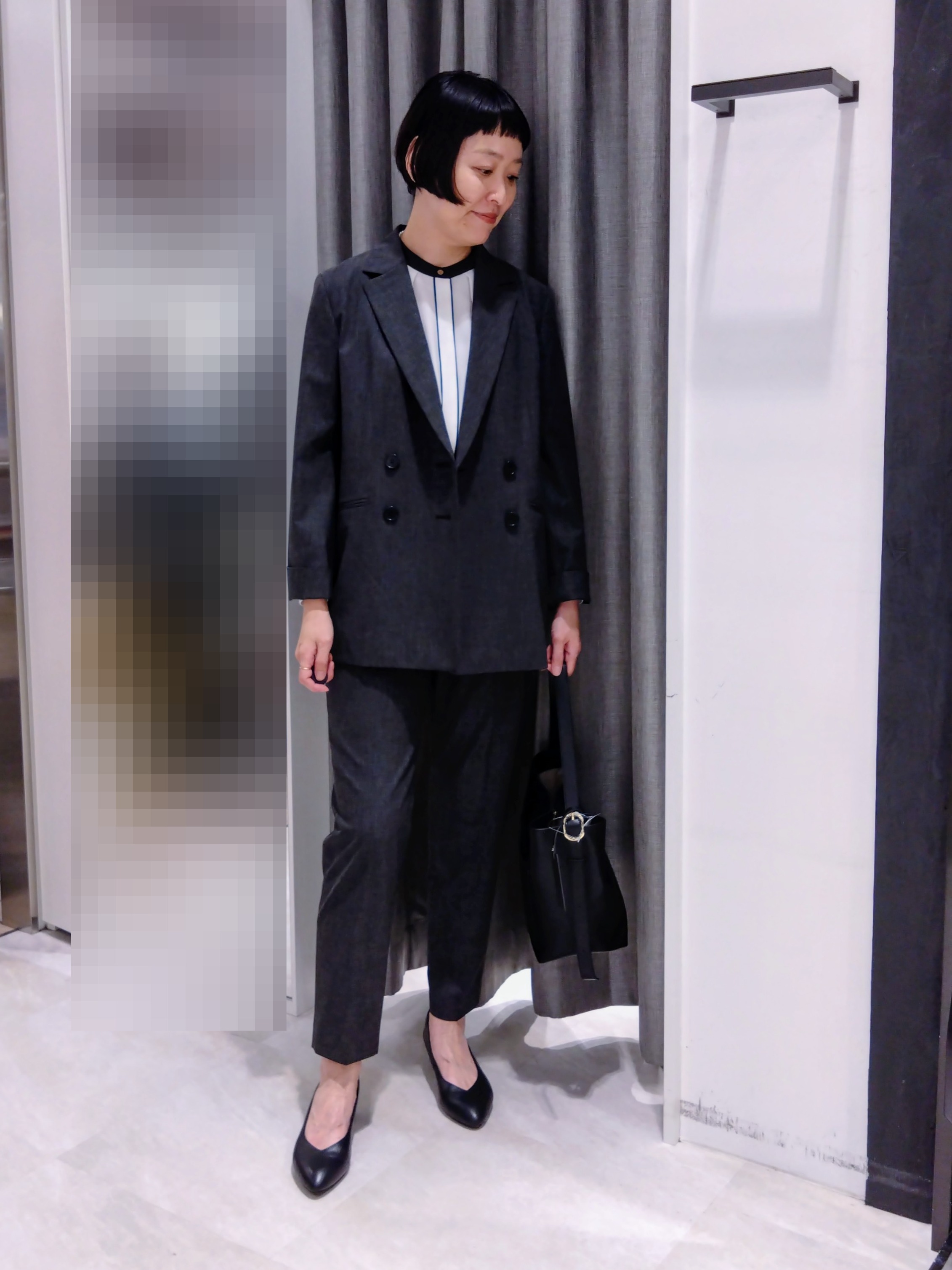まちこさんの「UNTITLED｜【セットアップ可/秋羽織り/お仕事スーツ】ウールブレンドダブルジャケット」を使ったコーディネート