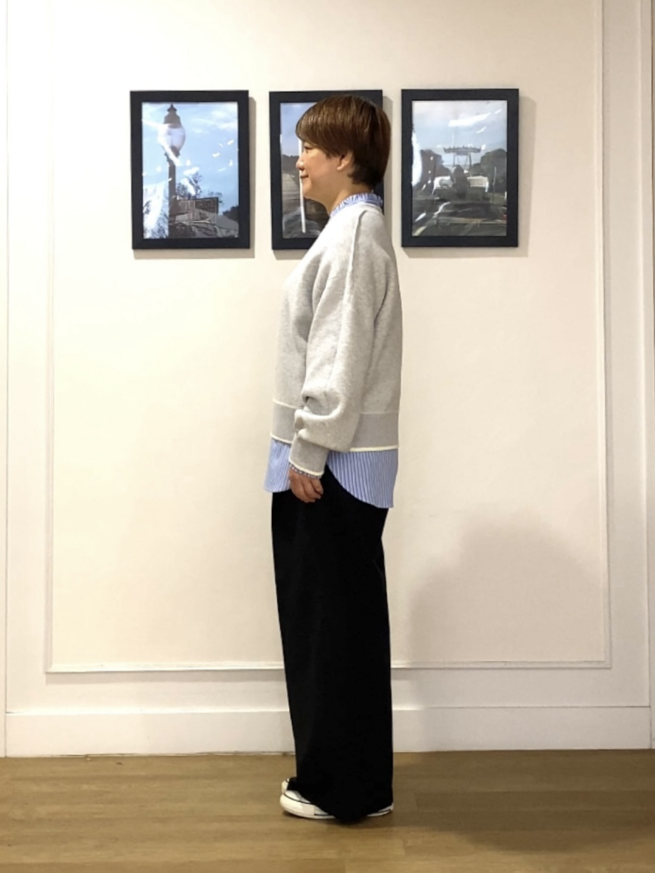 Hiroさんの「Dessin｜【2WAY/洗濯機OK/XS-L】配色リバーシブル コットンジャカード クルーネックニット」を使ったコーディネート