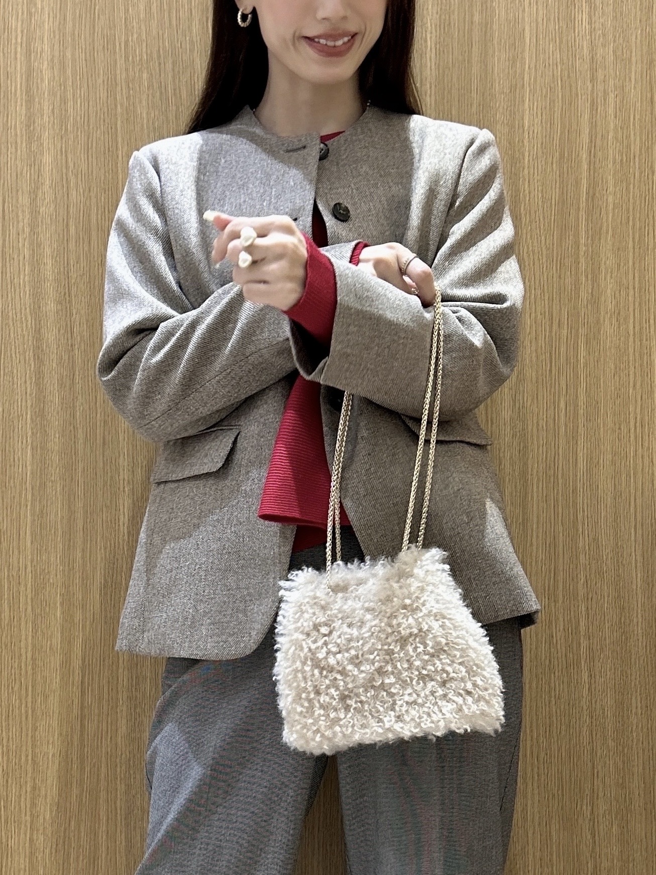 maiさんの「OPAQUE.CLIP｜ツイードライクノーカラージャケット【洗濯機OK】」を使ったコーディネート