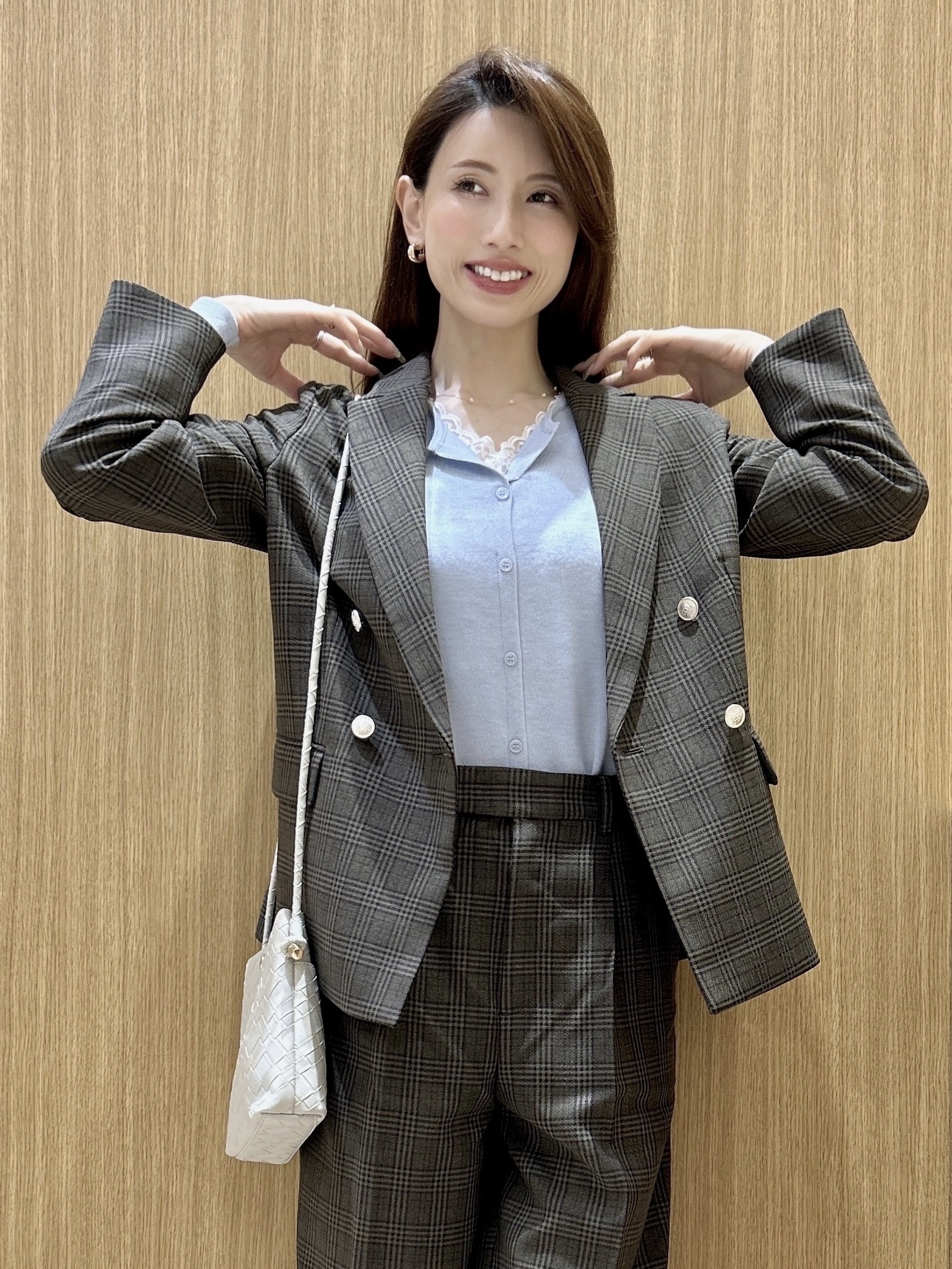 maiさんの「OPAQUE.CLIP｜【セットアップ可】ストレッチツイルダブルブレストテーラードジャケット《洗濯機OK／防シワ》」を使ったコーディネート