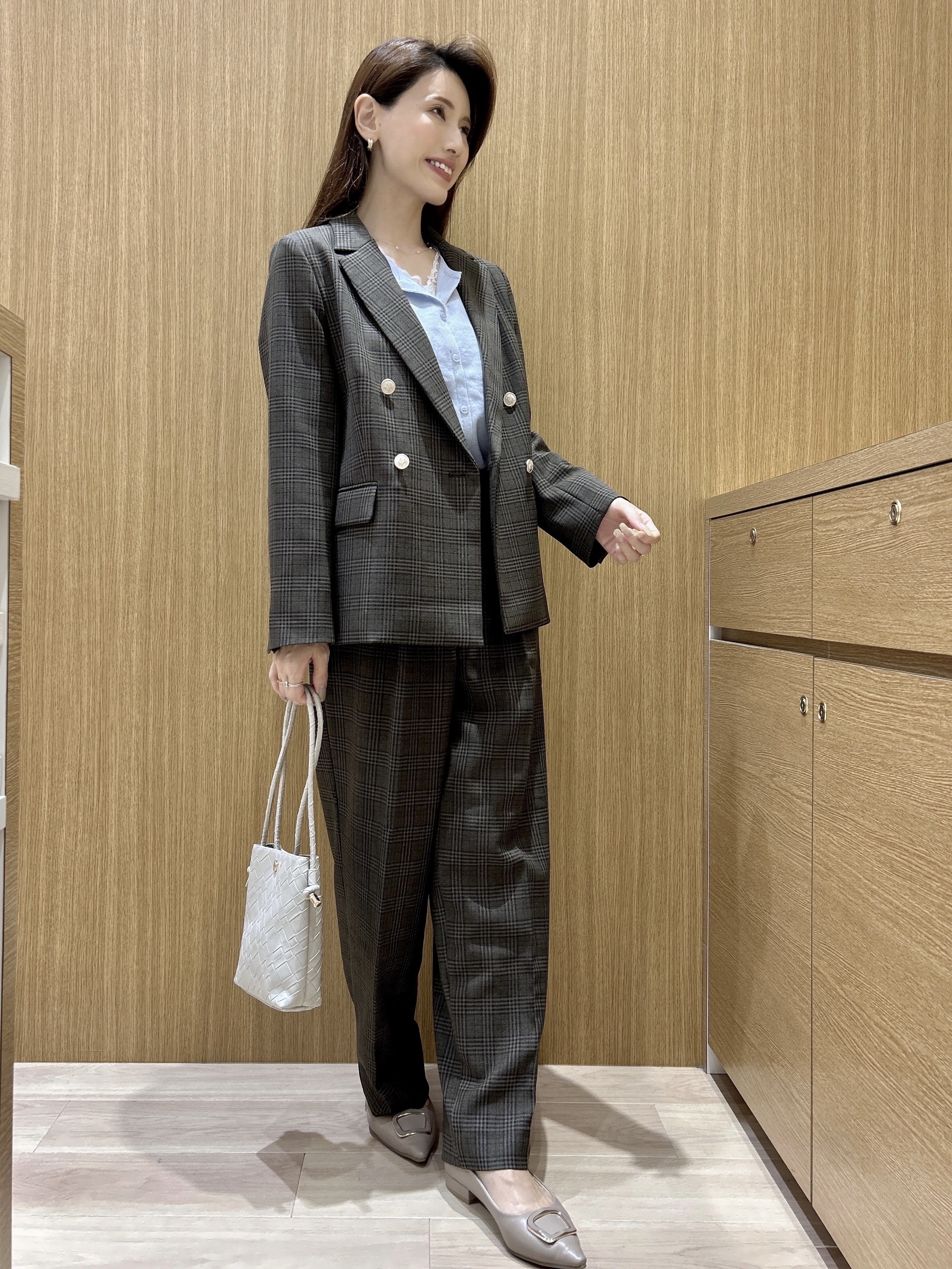 maiさんの「OPAQUE.CLIP｜【セットアップ可】ストレッチツイルダブルブレストテーラードジャケット《洗濯機OK／防シワ》」を使ったコーディネート