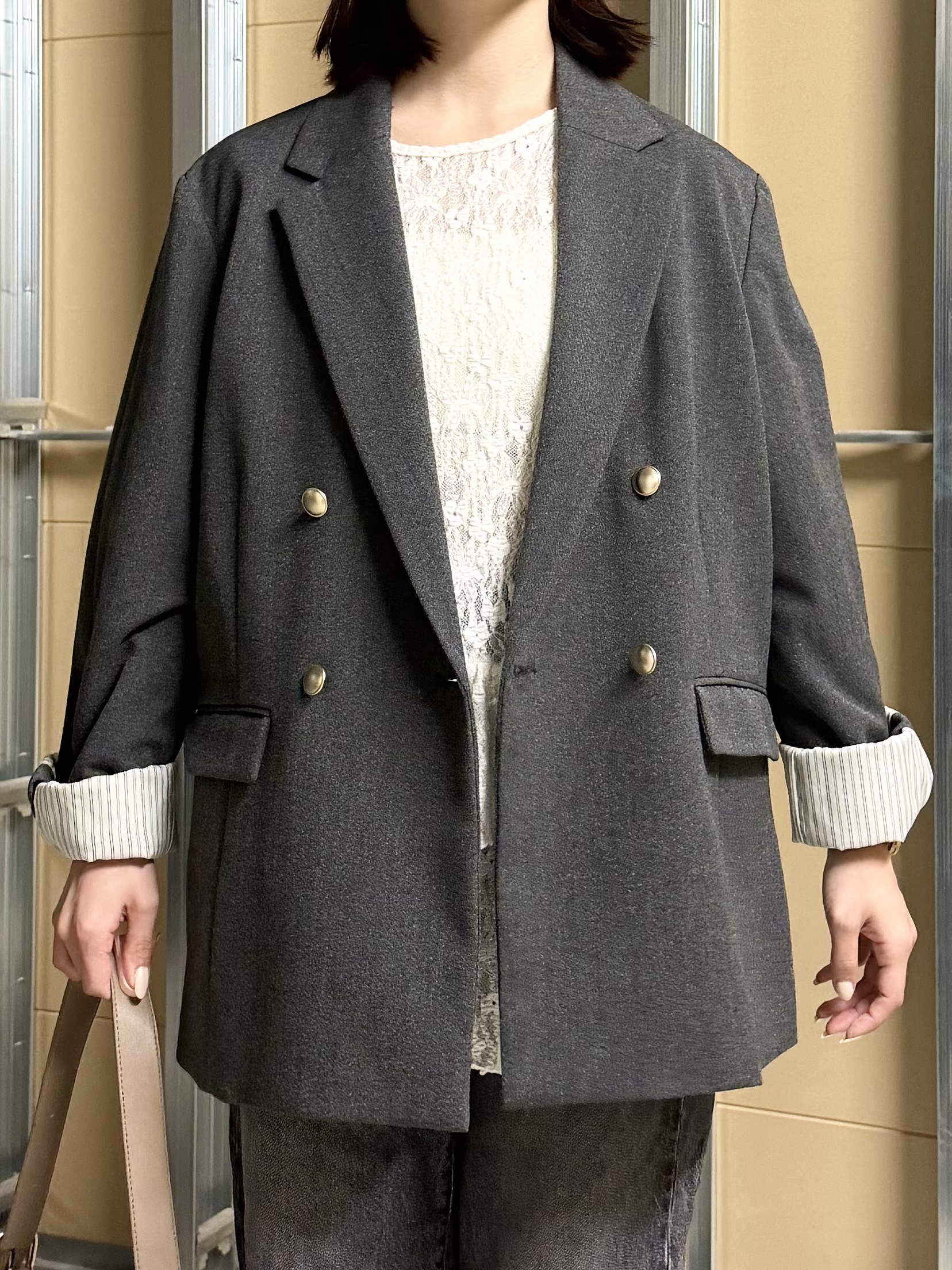 sahoさんの「THE SHOP TK｜クラシカルな雰囲気 ダブルブレストジャケット」を使ったコーディネート