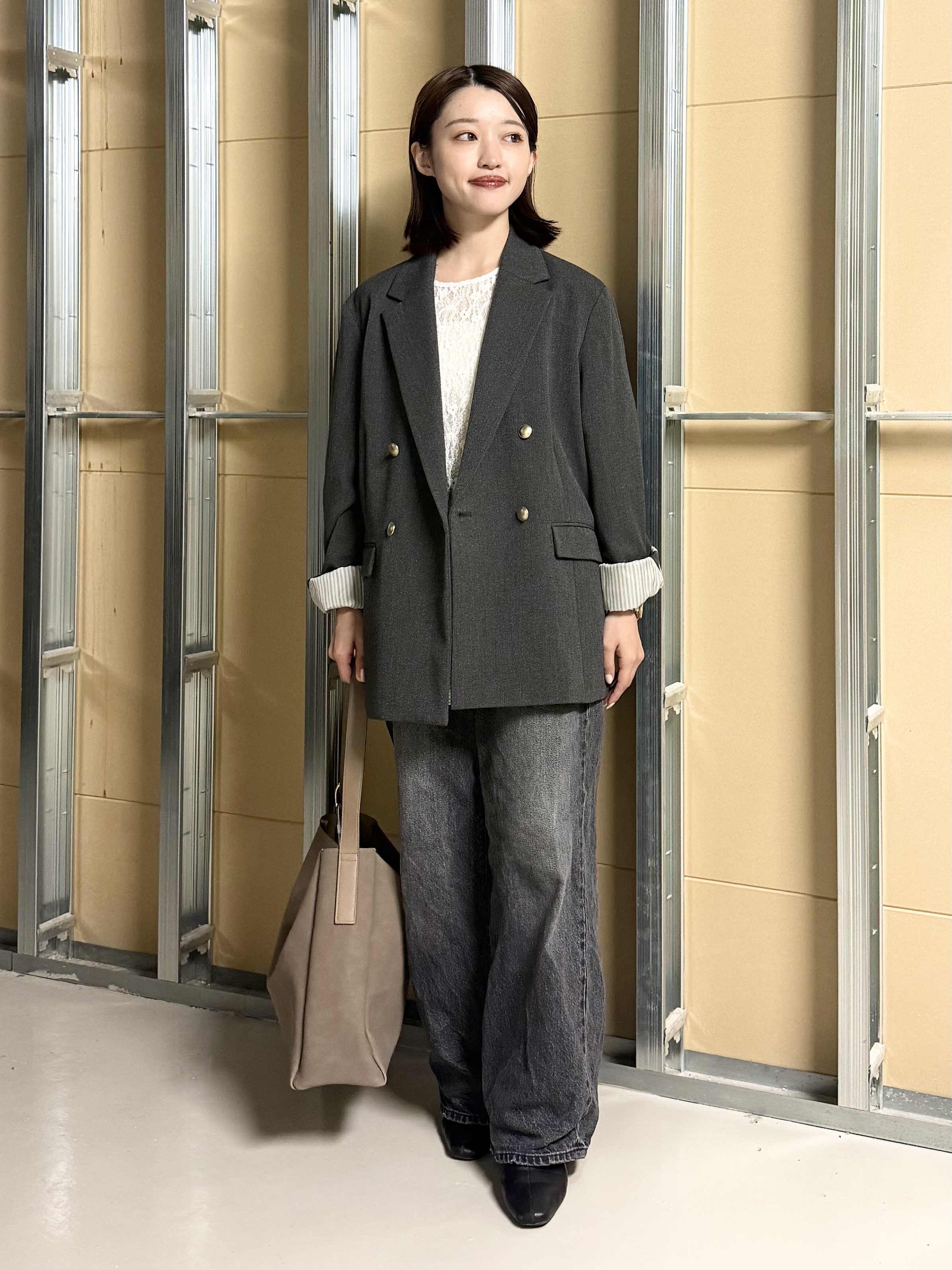 sahoさんの「THE SHOP TK｜クラシカルな雰囲気 ダブルブレストジャケット」を使ったコーディネート