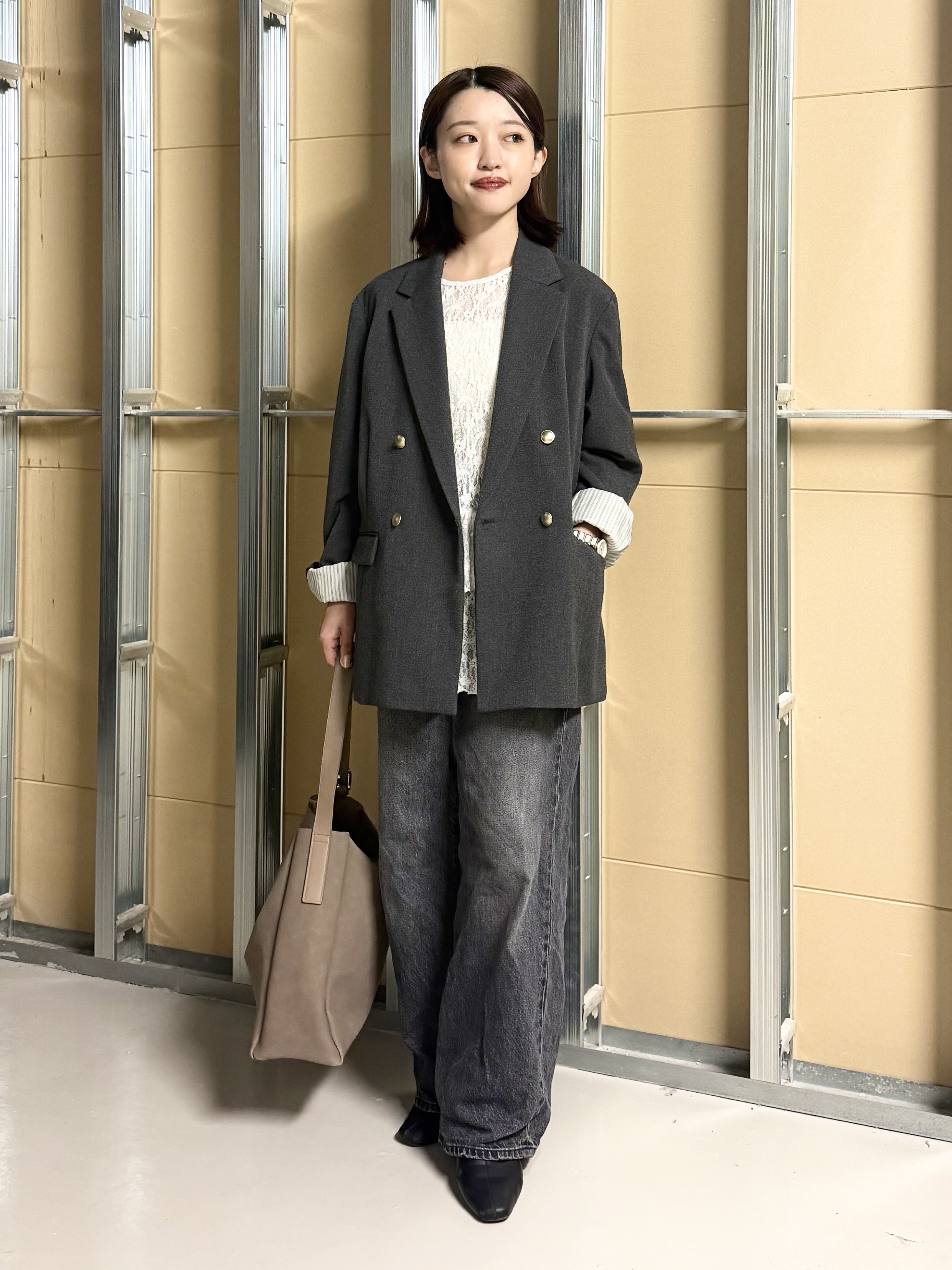 sahoさんの「THE SHOP TK｜クラシカルな雰囲気 ダブルブレストジャケット」を使ったコーディネート
