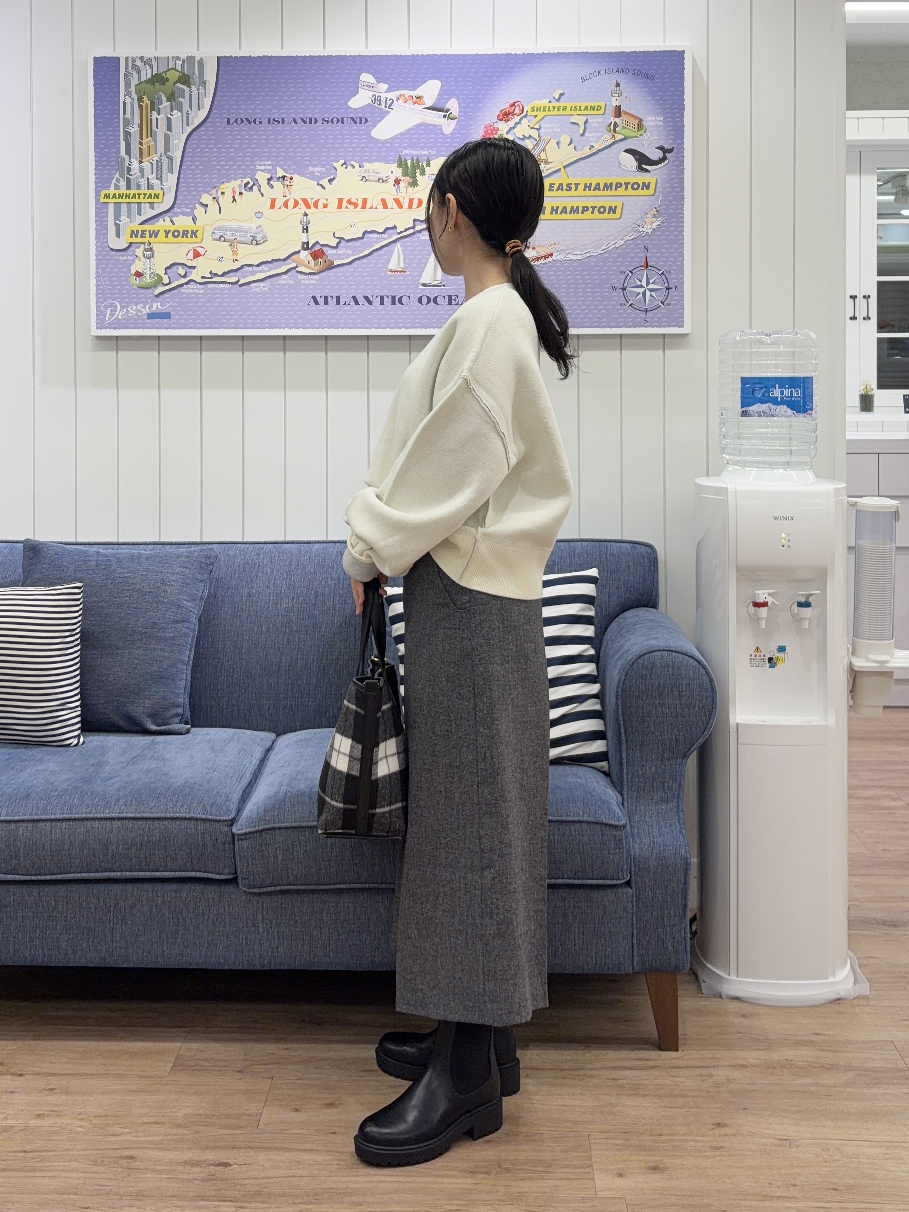 Ayakaさんの「Dessin｜【2WAY/洗濯機OK/XS-L】配色リバーシブル コットンジャカード クルーネックニット」を使ったコーディネート