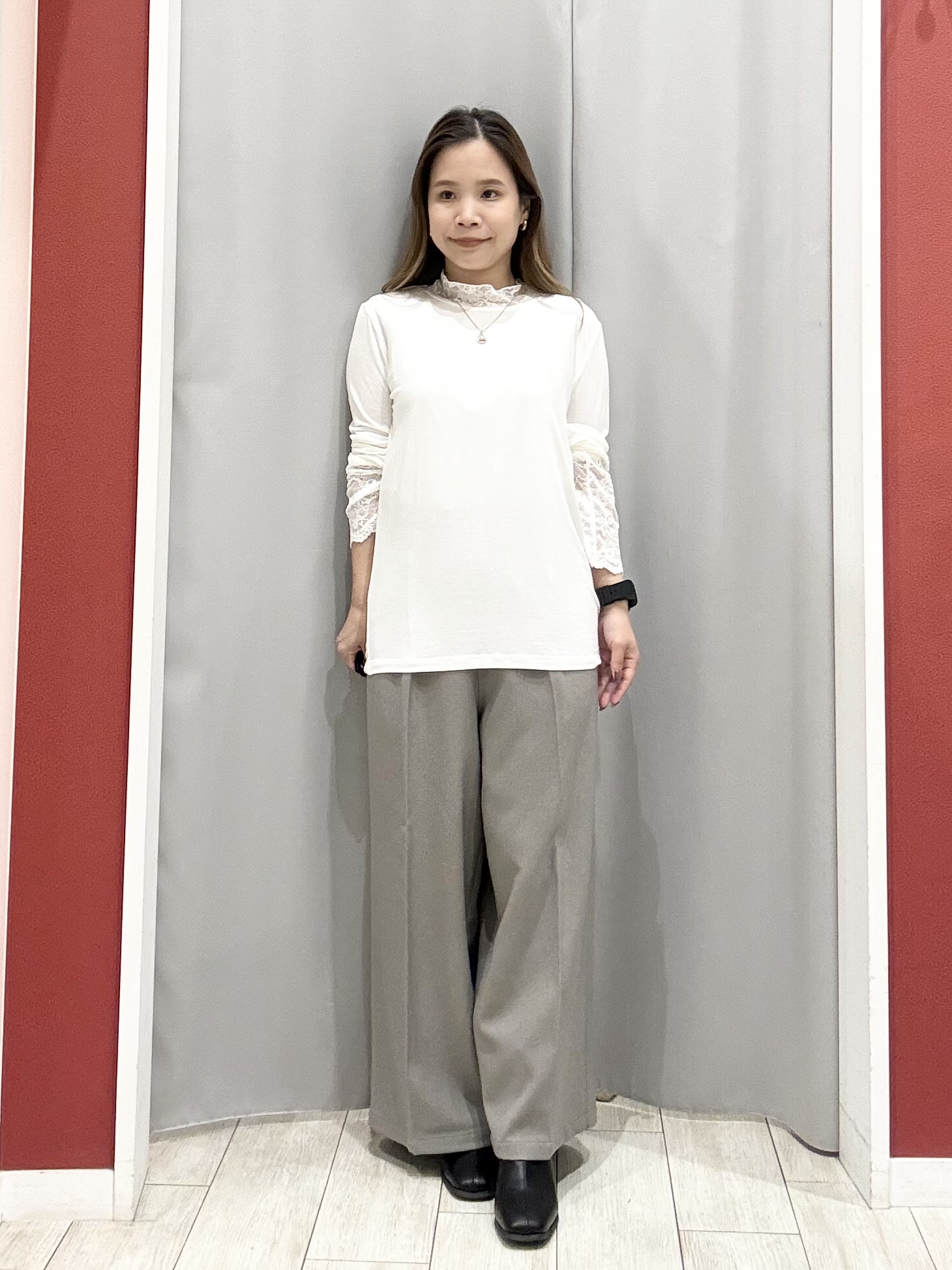 shioさんの「SHOO･LA･RUE｜【セットアップ可/洗濯後しわになりにくい】ウールフィール ダブルジャケット」を使ったコーディネート