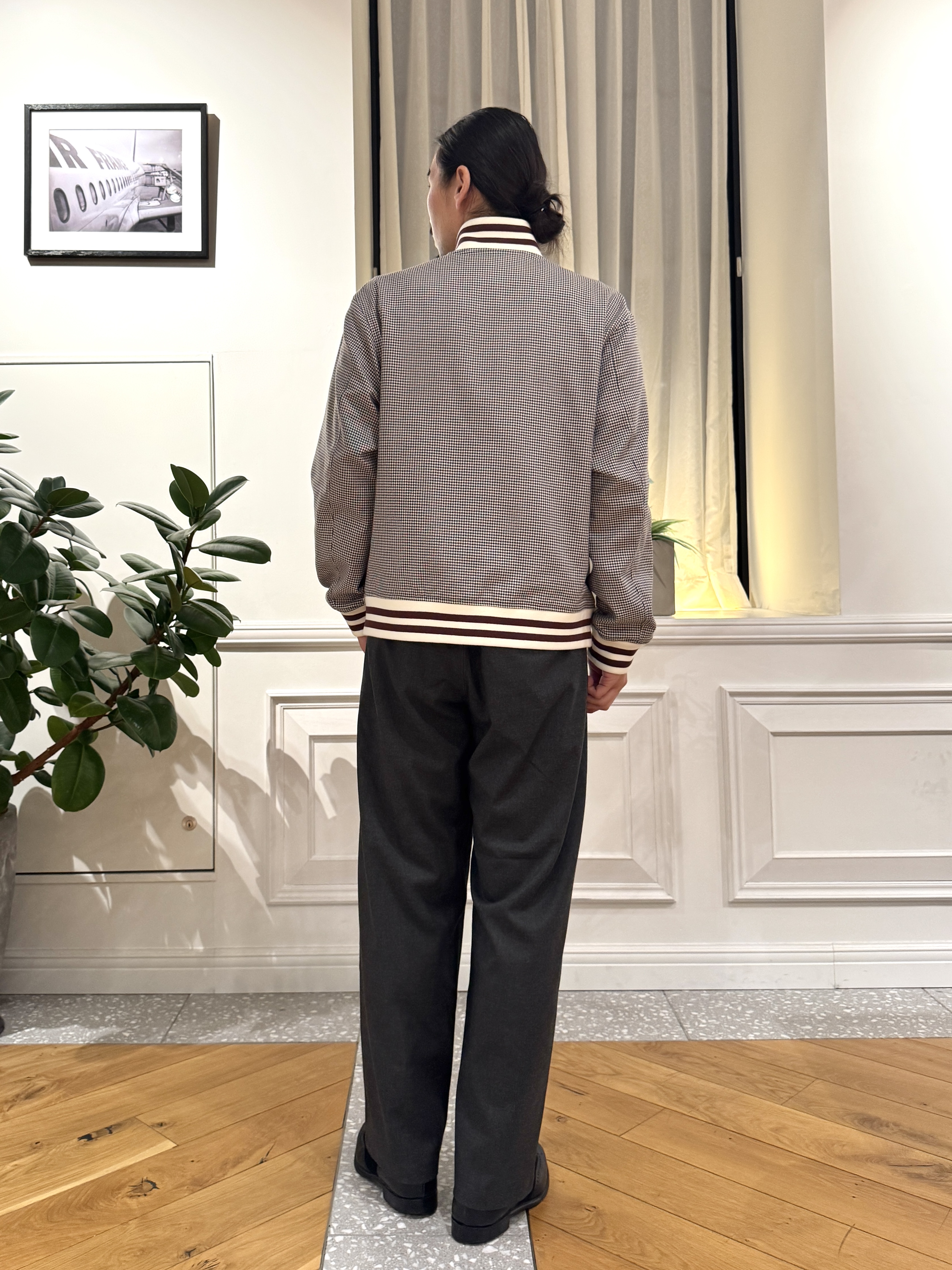 kawarataniさんの「DRESSTERIOR｜ハウンドトゥース ハイネックリブジャケット」を使ったコーディネート
