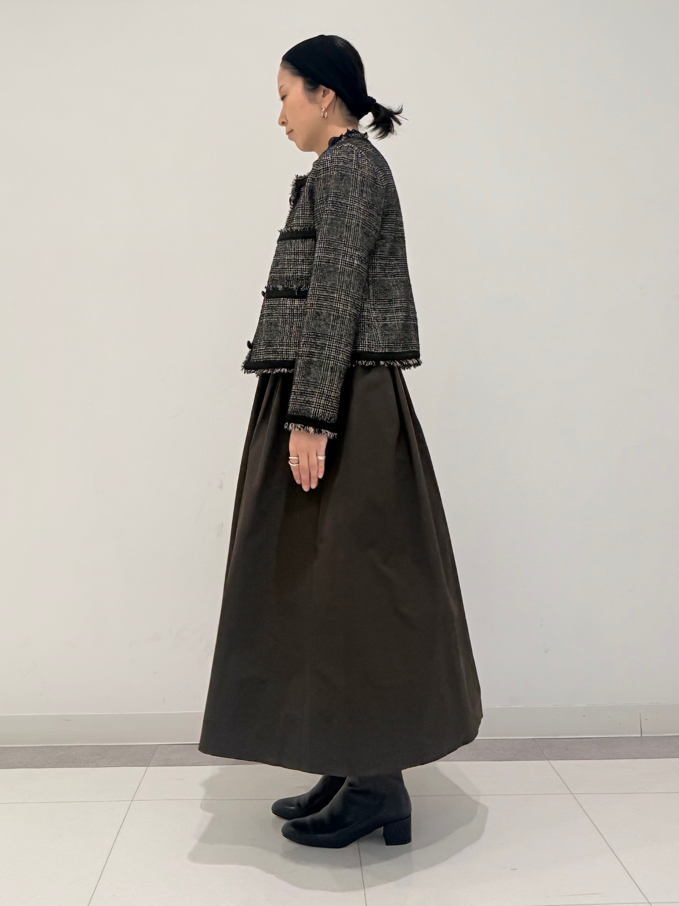 MIYAKAWAさんの「DRESSTERIOR｜【セットアップ可】ループグレンチェックノーカラージャケット」を使ったコーディネート