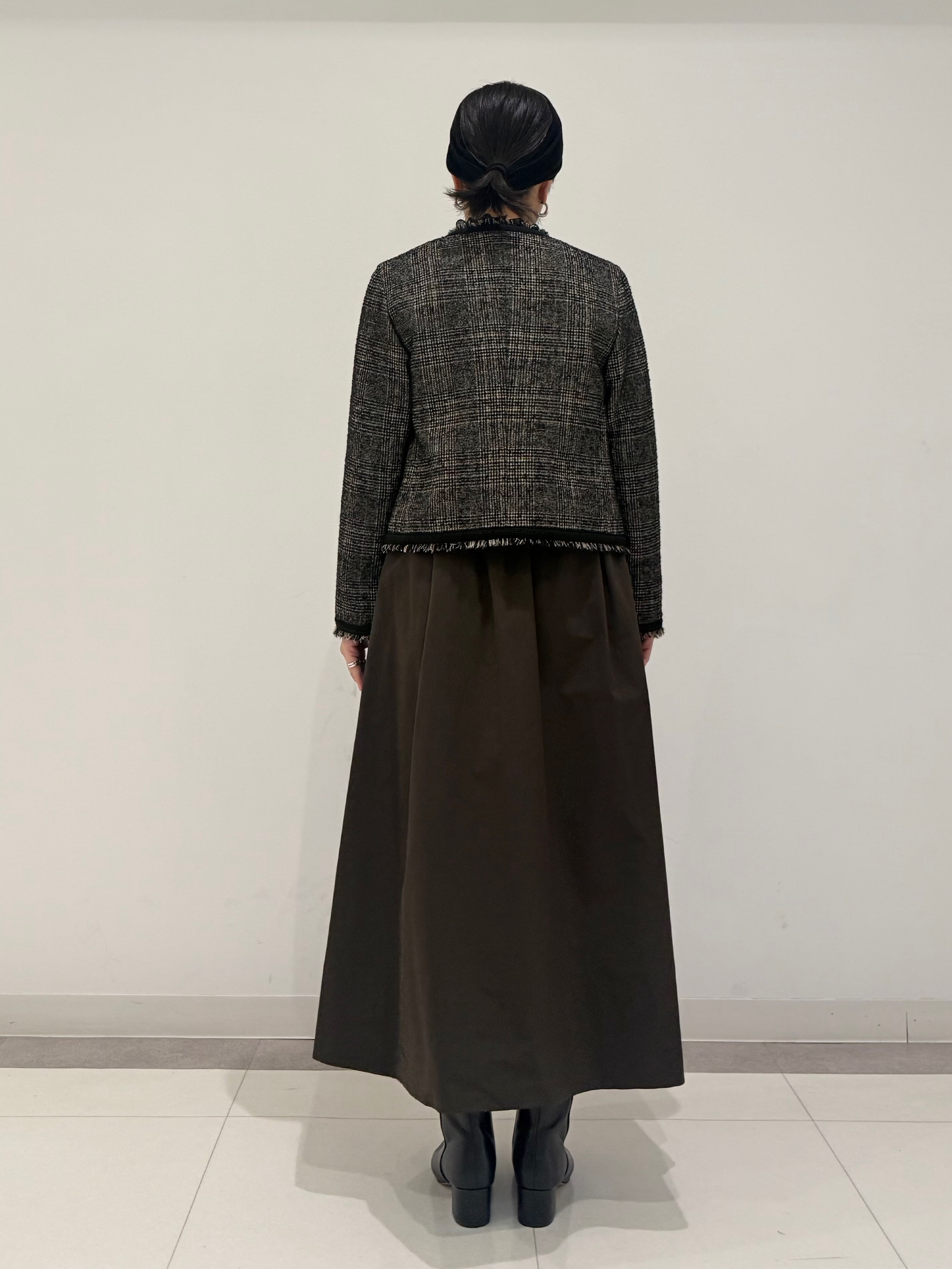 MIYAKAWAさんの「DRESSTERIOR｜【セットアップ可】ループグレンチェックノーカラージャケット」を使ったコーディネート
