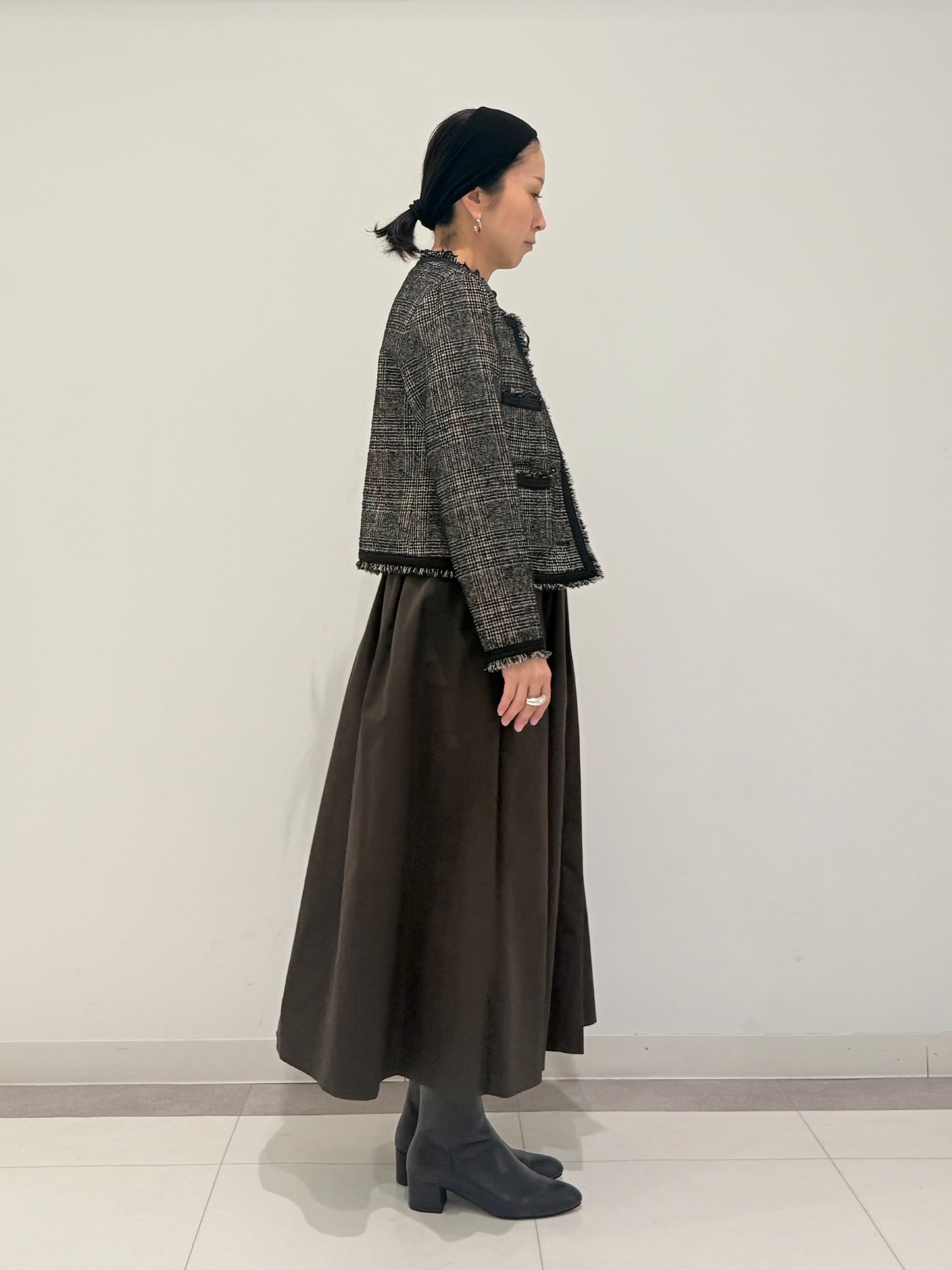 MIYAKAWAさんの「DRESSTERIOR｜【セットアップ可】ループグレンチェックノーカラージャケット」を使ったコーディネート