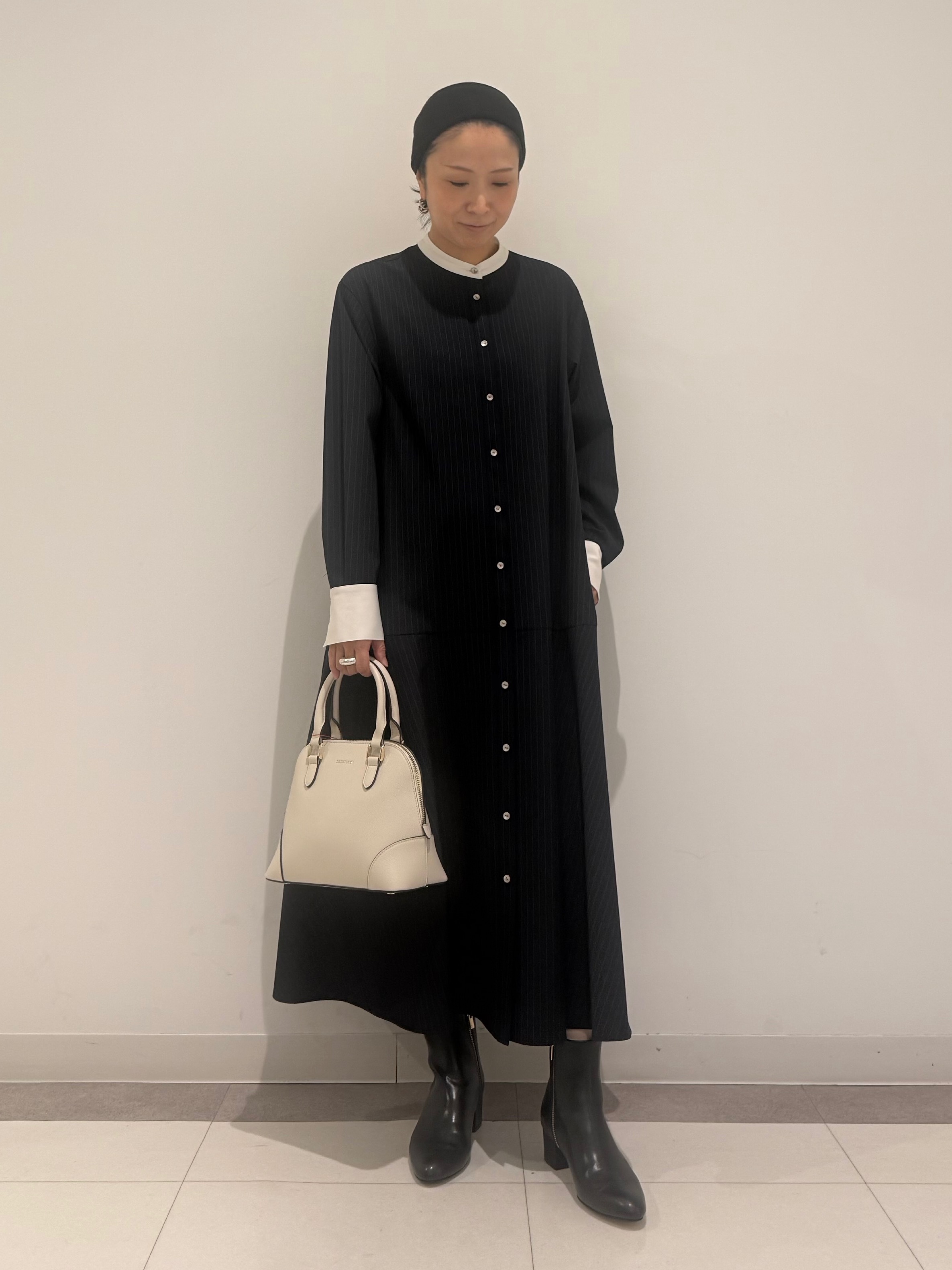 MIYAKAWAさんの「DRESSTERIOR｜ウォッシャブルストライプシャツワンピース」を使ったコーディネート